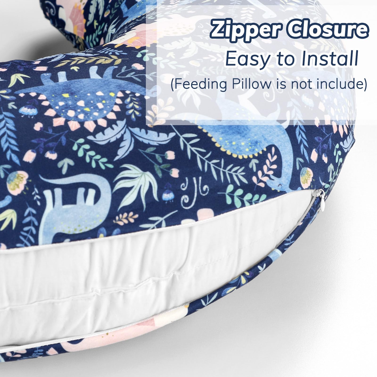 Pea Pod Nursing Pillow Cover 2 Pack - Soft & Stretchy Breastfeeding Pillow Slipcovers for Newborns, Baby Girls & Boys - Removable Dinosaur Print Pillowcase - Perfect for Nursing, Bottle Feeding & Cuddle Time