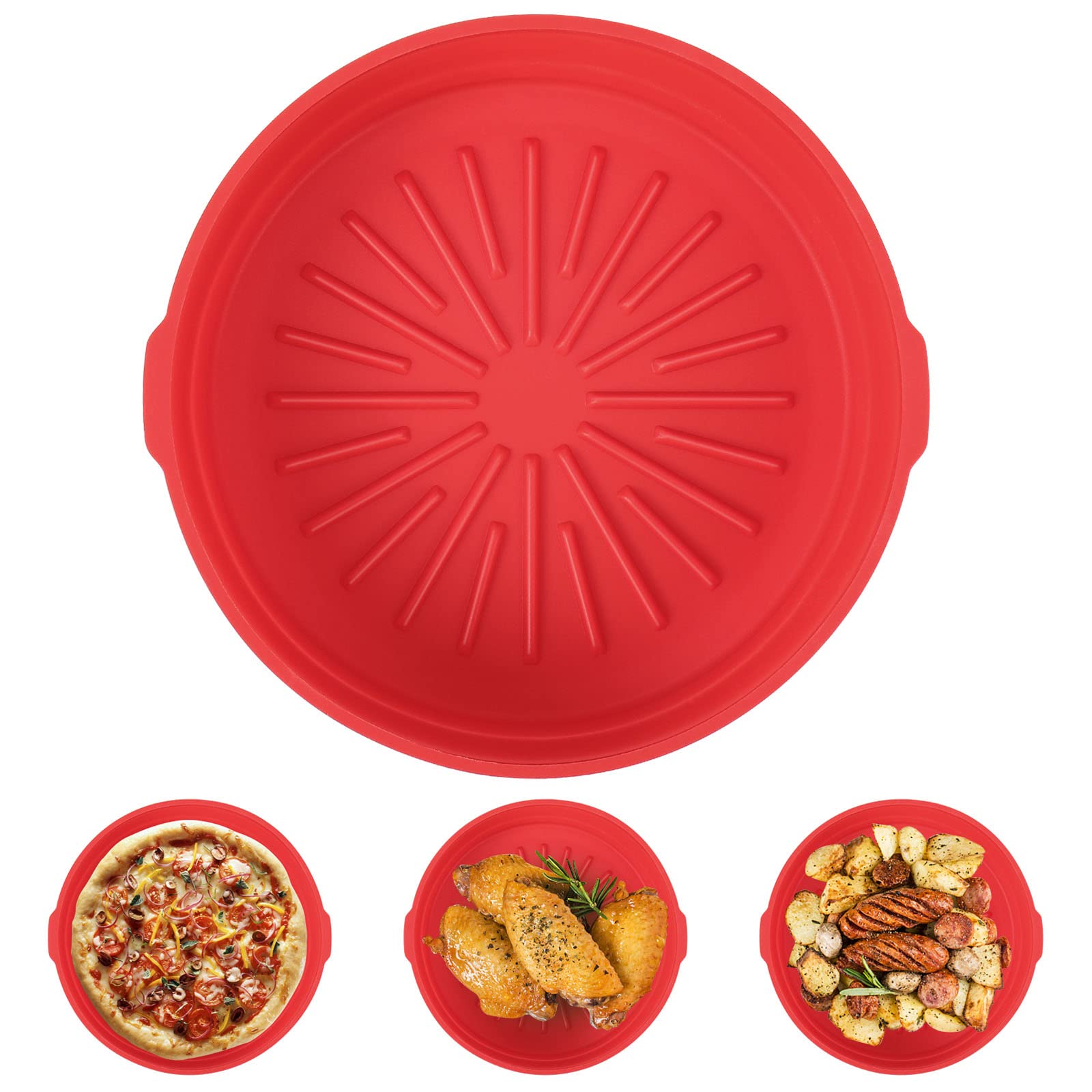8-inch Thicken Air Fryer Silicone Liners - Reusable, Non-Stick & Food Safe Basket for 4QT to 7QT Air Fryers - Easy to Clean Oven Accessories - Perfect for Healthy Frying, Baking & Roasting