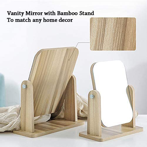 360° Adjustable Wooden Desk Mirror - Extra Large Portable Makeup & Shaving Mirror for Bathroom, Living Room, Bedroom & Vanity (Ideal for Grooming, Cosmetics & Home Decor)