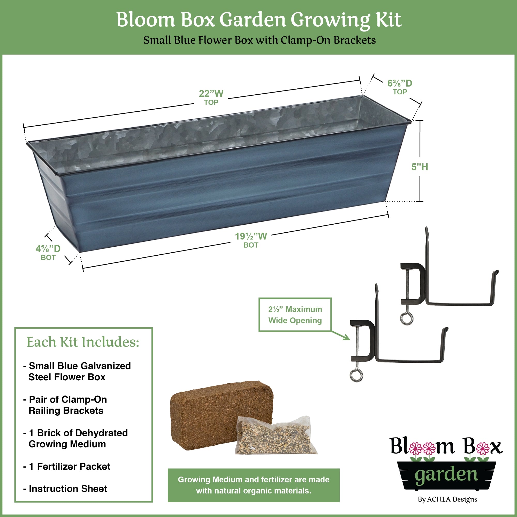 Bloom Box Garden Growing Kit with Clamp-On Brackets - Indoor Herb Garden Starter Kit for Windowsill, Kitchen, or Balcony - Grow Fresh Basil, Mint & Parsley Year-Round
