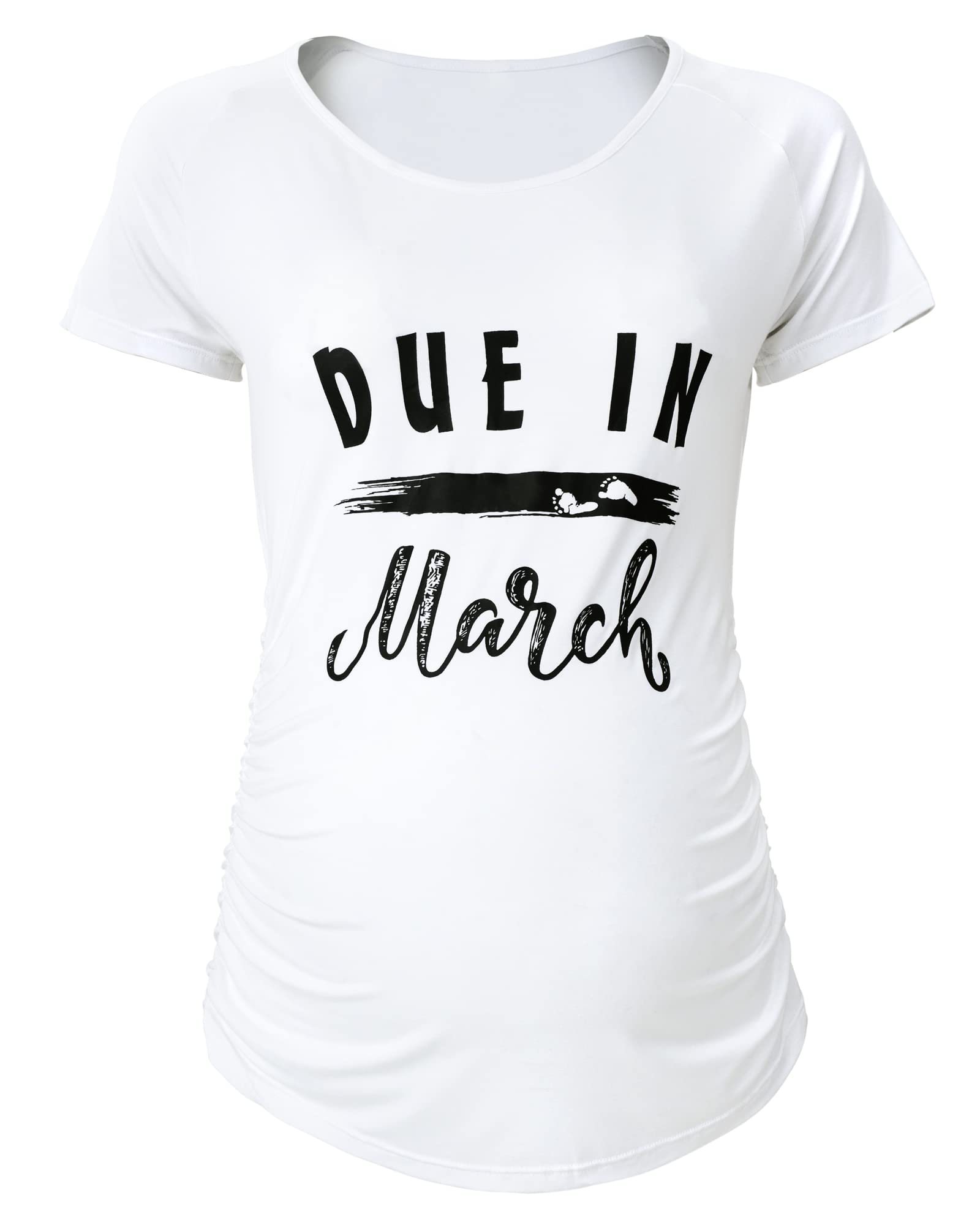 Funny Maternity Shirts for Pregnancy - SUNNYBUY Ruching Side Maternity Tee with Graphic Designs | Comfortable Pregnancy Tops for Baby Showers, Gender Reveals & Everyday Wear