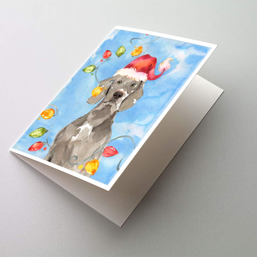 Christmas Weimaraner Greeting Cards - Pack of 8 Blank A7 Note Cards (5x7 inches) with Envelopes | Whimsical Holiday Dog Design | Perfect for Christmas Wishes, Thank You Notes & Seasonal Greetings