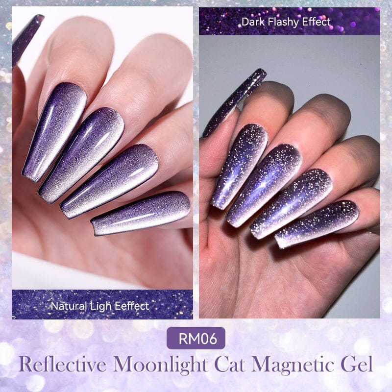 Reflective Moonlight Cat Magnetic Gel - 10ml Nail Polish for Night Glow & UV Protection - Perfect for Parties, Halloween & Nail Art Designs