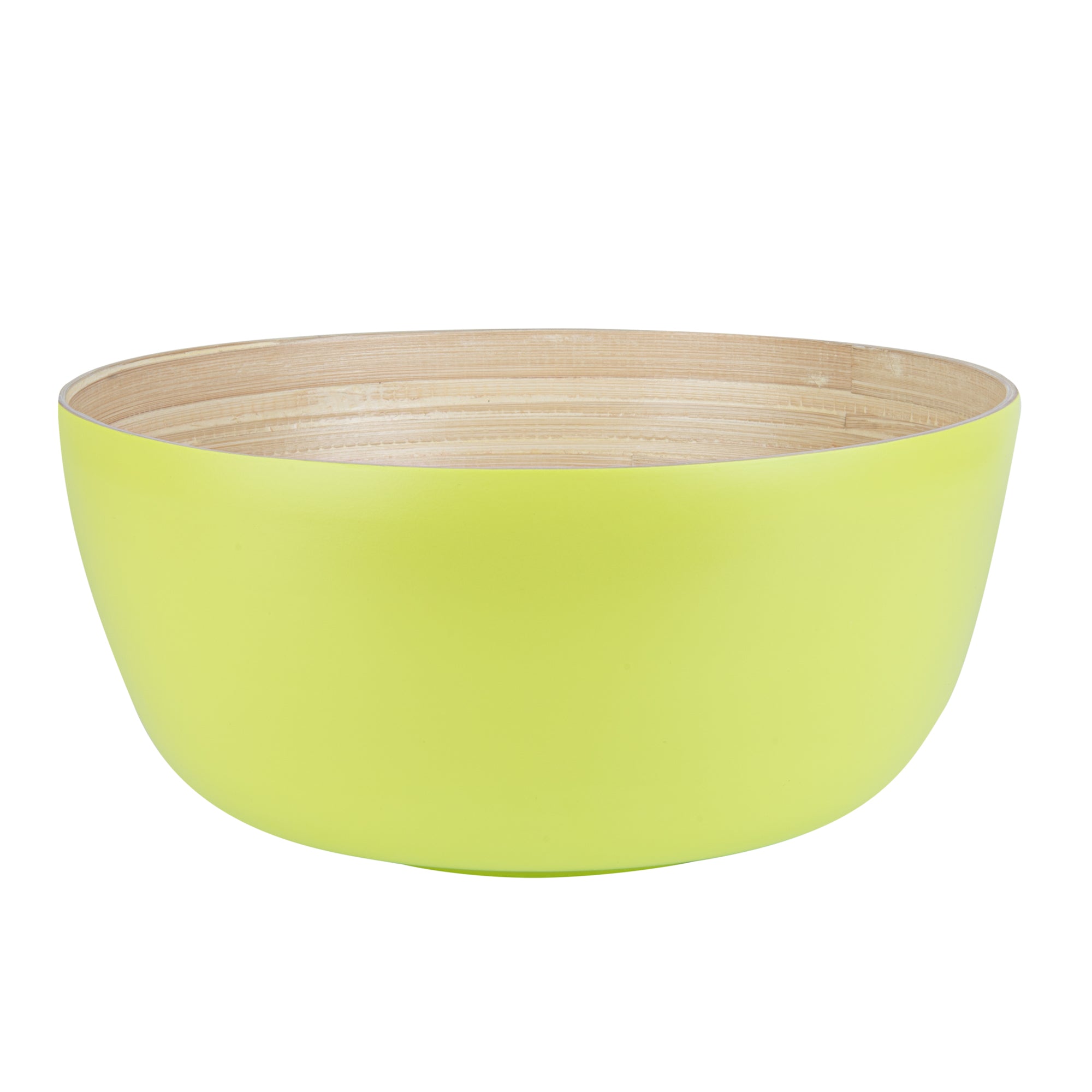 Bambuddha 51 oz Large Round Green Spun Bamboo Salad Bowl - 13.5