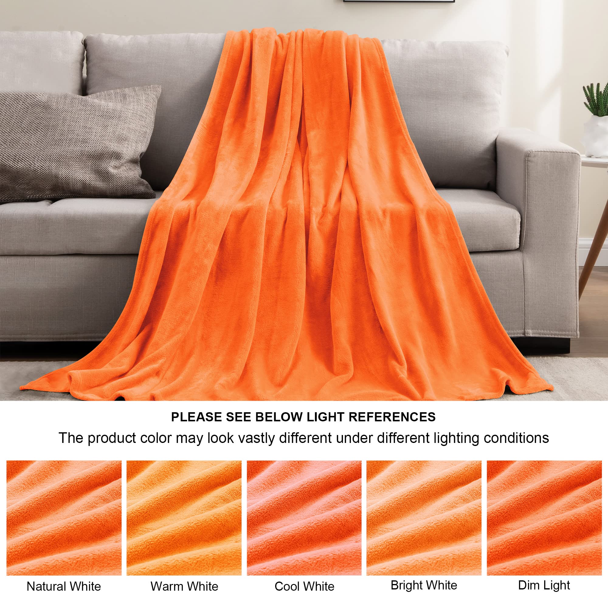 BEDELITE Fleece Blankets 108x90 Inches - Orange Plush Cozy Fuzzy Throw Blanket for Bed & Couch | Super Soft & Warm Lightweight Blanket for Fall, Winter, and Home Decor | Perfect for Lounging, Movie Nights, and Gifts