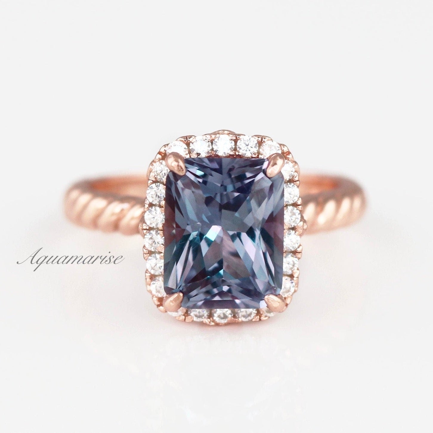 Exquisite 14K Rose Gold Vermeil Hazel Alexandrite Ring for Women | Elegant Birthstone Jewelry Gift for Anniversary, Engagement & Special Occasions
