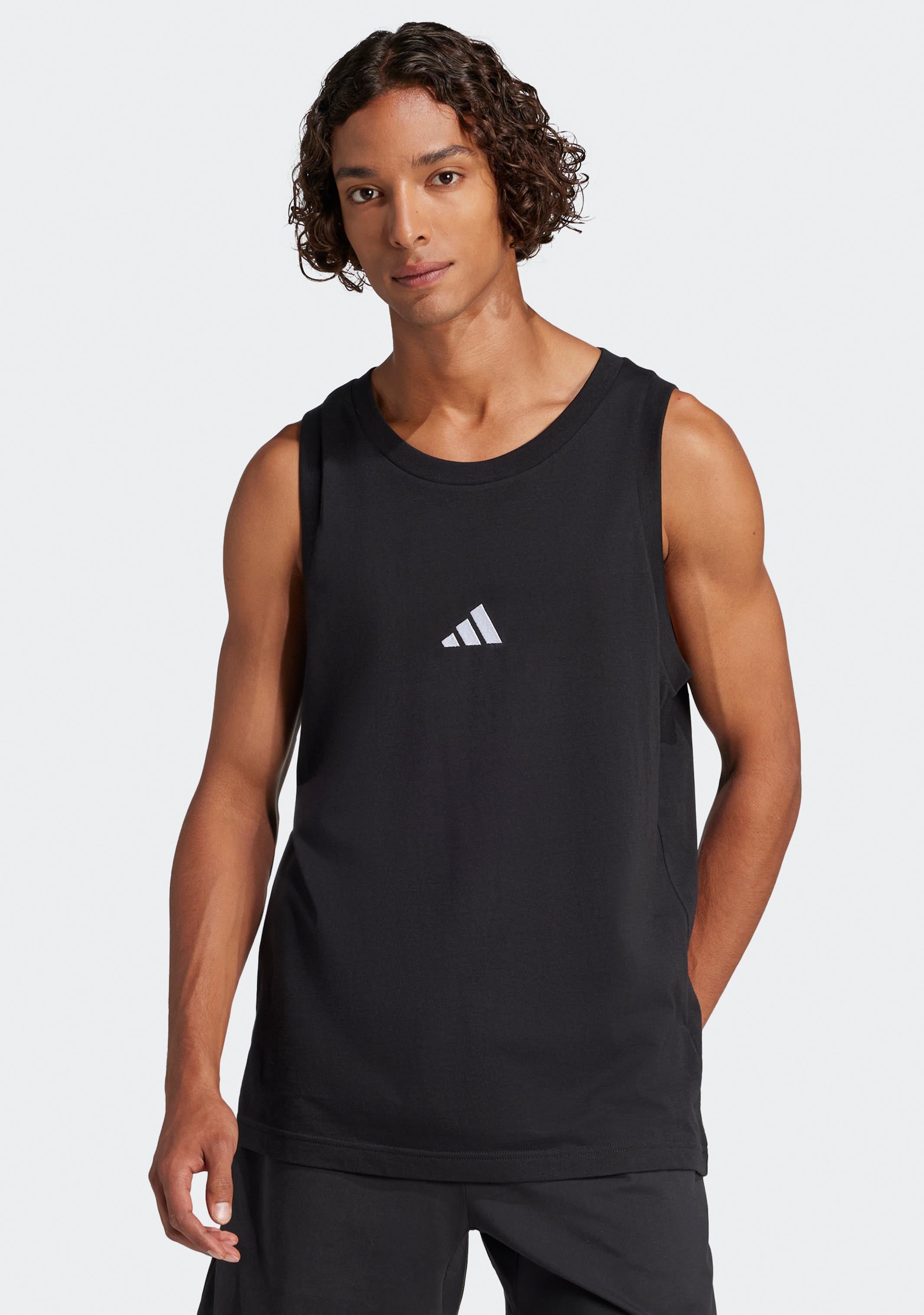 Adidas Men's Essentials Small Logo Tank Top - Lightweight Workout Shirt for Gym, Running & Casual Wear - Breathable & Comfortable Activewear