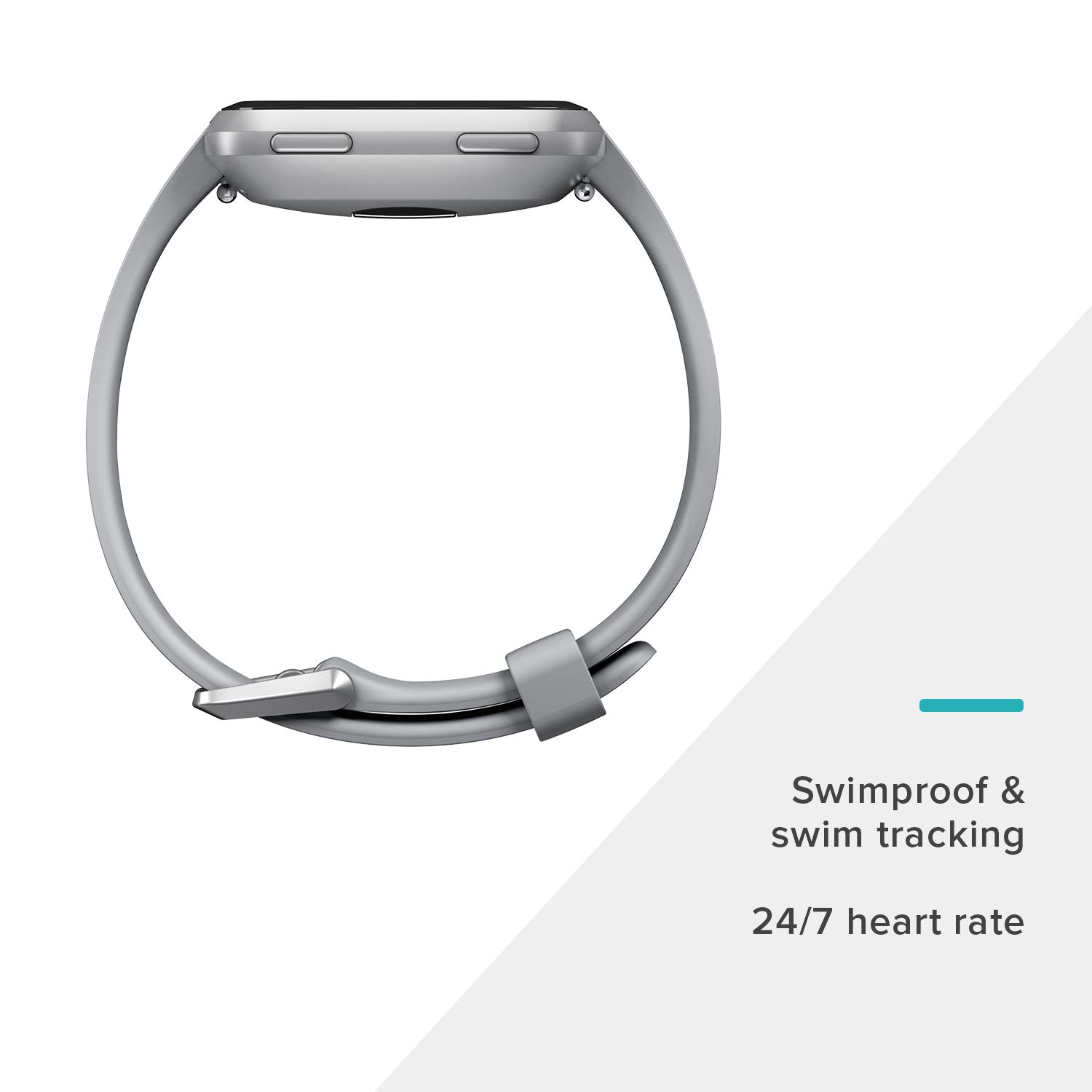 Fitbit Versa Smart Watch - Gray/Silver Aluminum Fitness Tracker with Heart Rate Monitor, Sleep Tracking & 4+ Day Battery (Includes S & L Bands) | Perfect for Running, Swimming & Daily Activity Tracking