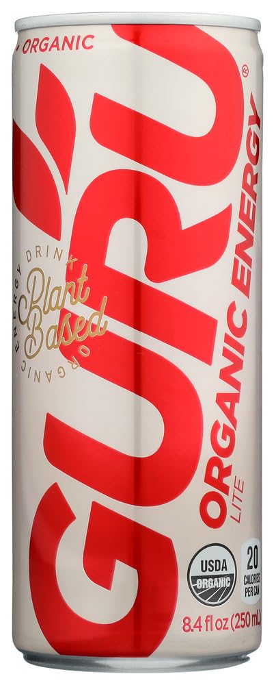 Guru Energy Bev Lite - Organic Energy Drink with Natural Caffeine & Vitamins | Boost Focus & Hydration for Workouts, Study & Active Lifestyles
