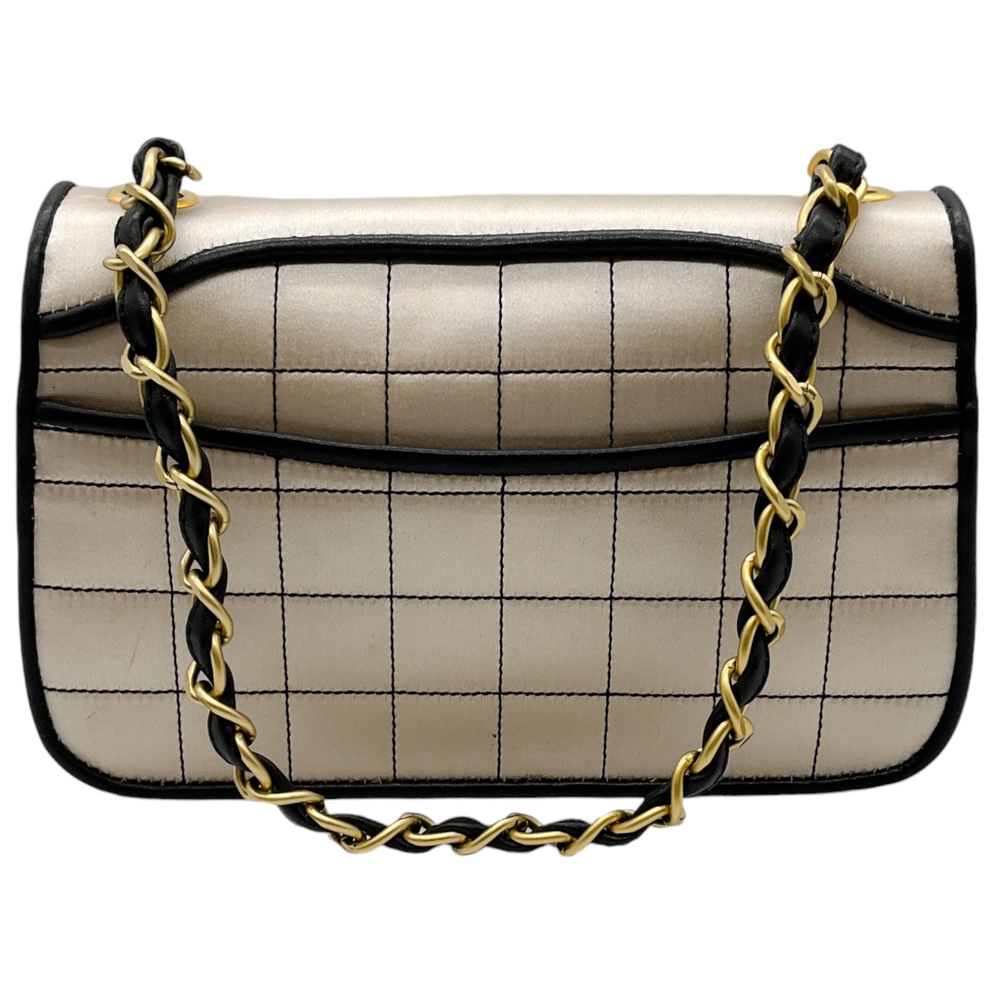 Chanel Beige & Black Mademoiselle Single Flap Bag - Luxury Designer Handbag for Women | Perfect for Evening Events, Parties & Special Occasions