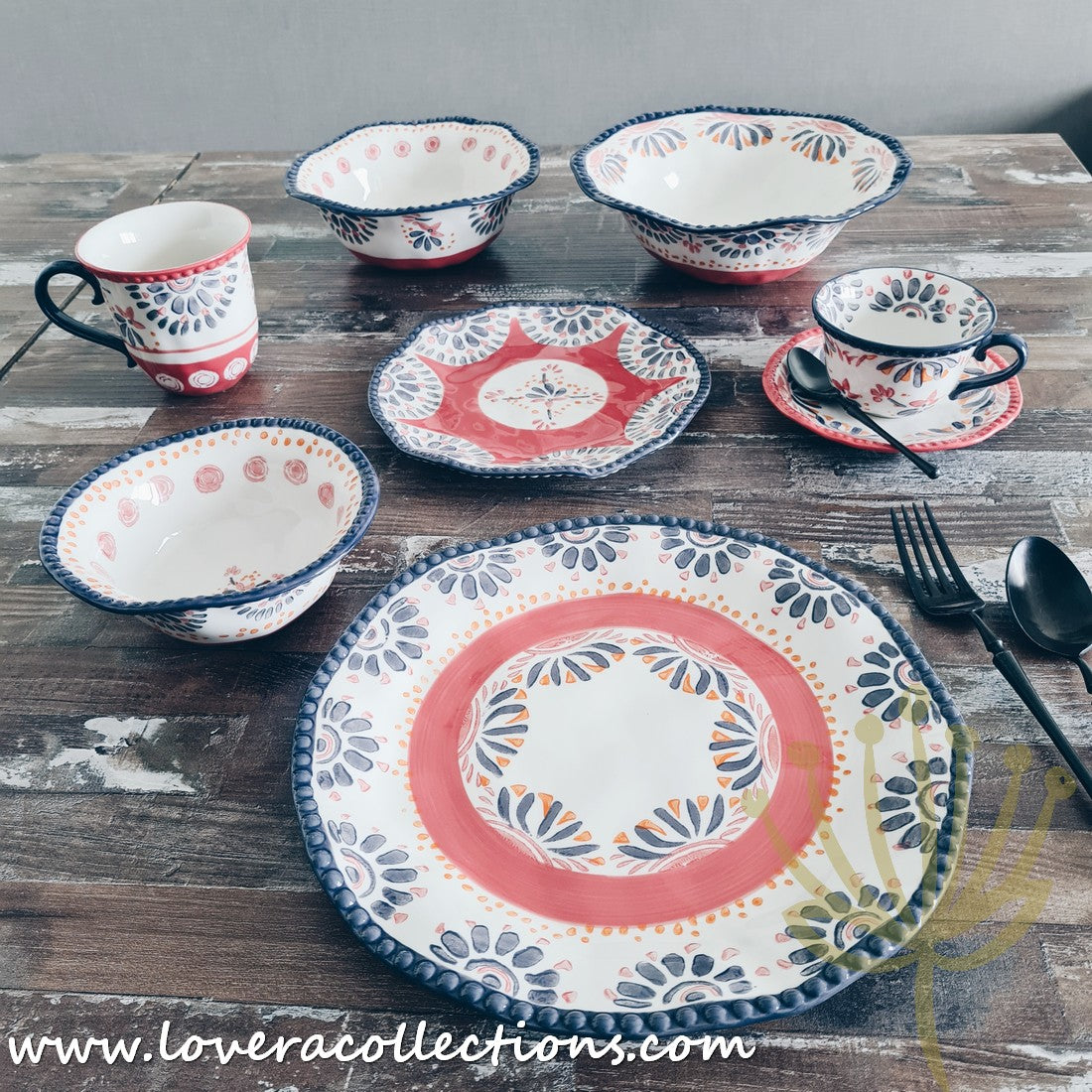Afrocentric Red Dinnerware & Serveware Set - Elegant African-Inspired Plates, Bowls & Serving Dishes for Stylish Dining & Entertaining | Perfect for Dinner Parties, Holidays & Cultural Celebrations