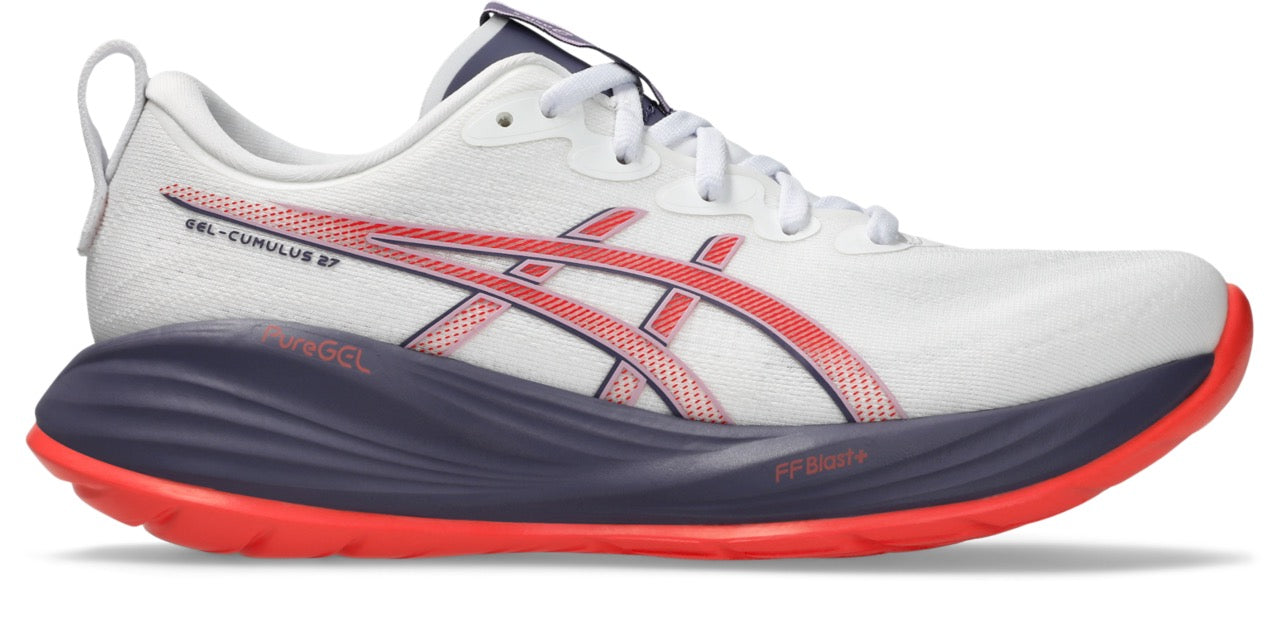 ASICS Women's GEL-Cumulus 27 Running Shoes - White/Greyish Purple - Lightweight Cushioned Sneakers for Jogging, Gym Workouts & Daily Walking