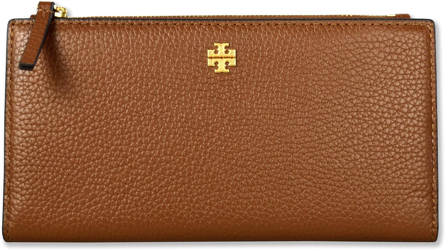 Tory Burch Blake Color-Block Slim Wallet for Women - Cortado Brown with Gold Hardware | Compact RFID-Blocking Card Holder for Everyday Use & Travel (Style #139540)