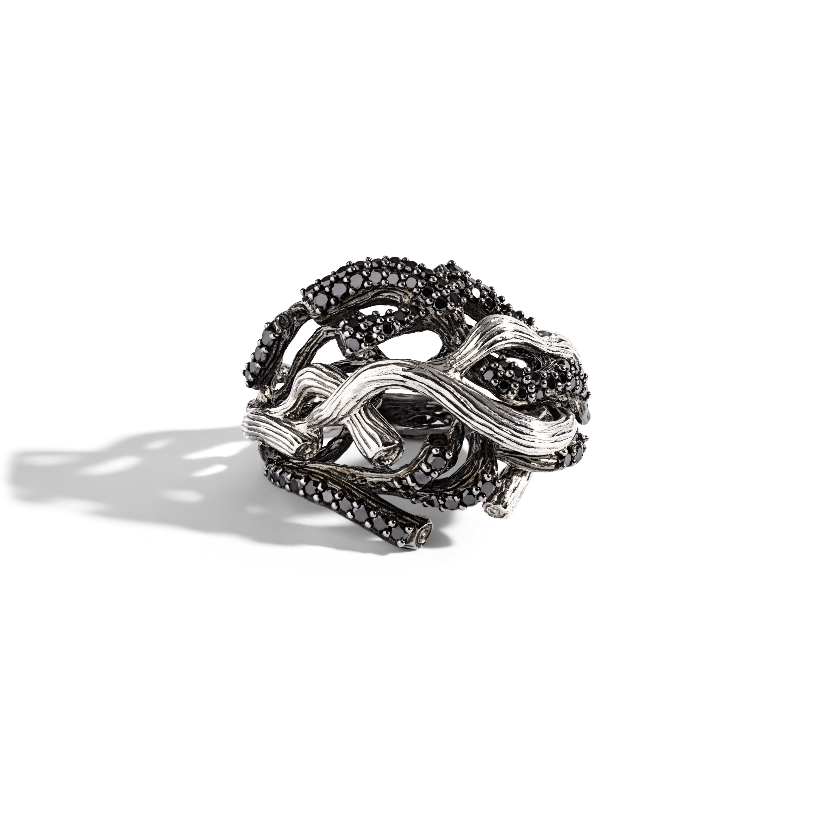 Elegant Branch Coral Ring with Diamonds in Sterling Silver - Perfect for Weddings, Anniversaries & Special Occasions