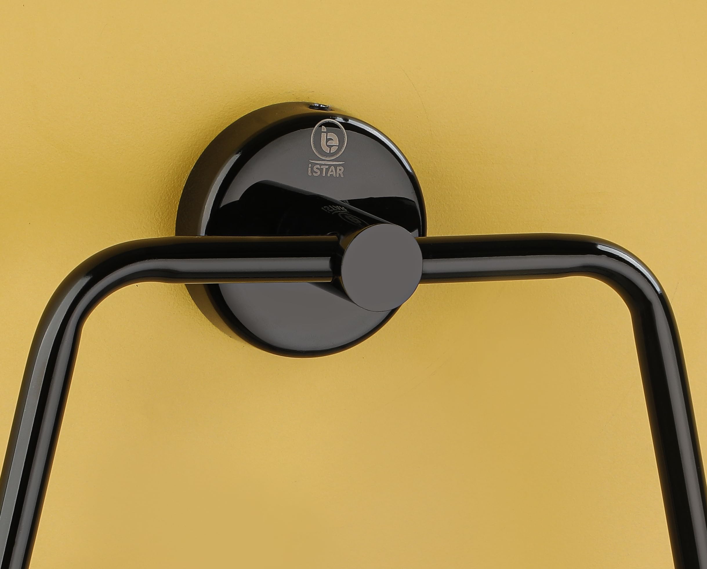Premium Stainless Steel Towel Ring & Napkin Holder - Square Black Finish for Kitchen & Bathroom - Durable & Stylish Towel Hanger for Washbasin, Countertop, or Vanity - Pack of 1 (Perfect for Modern Home Decor & Organization)