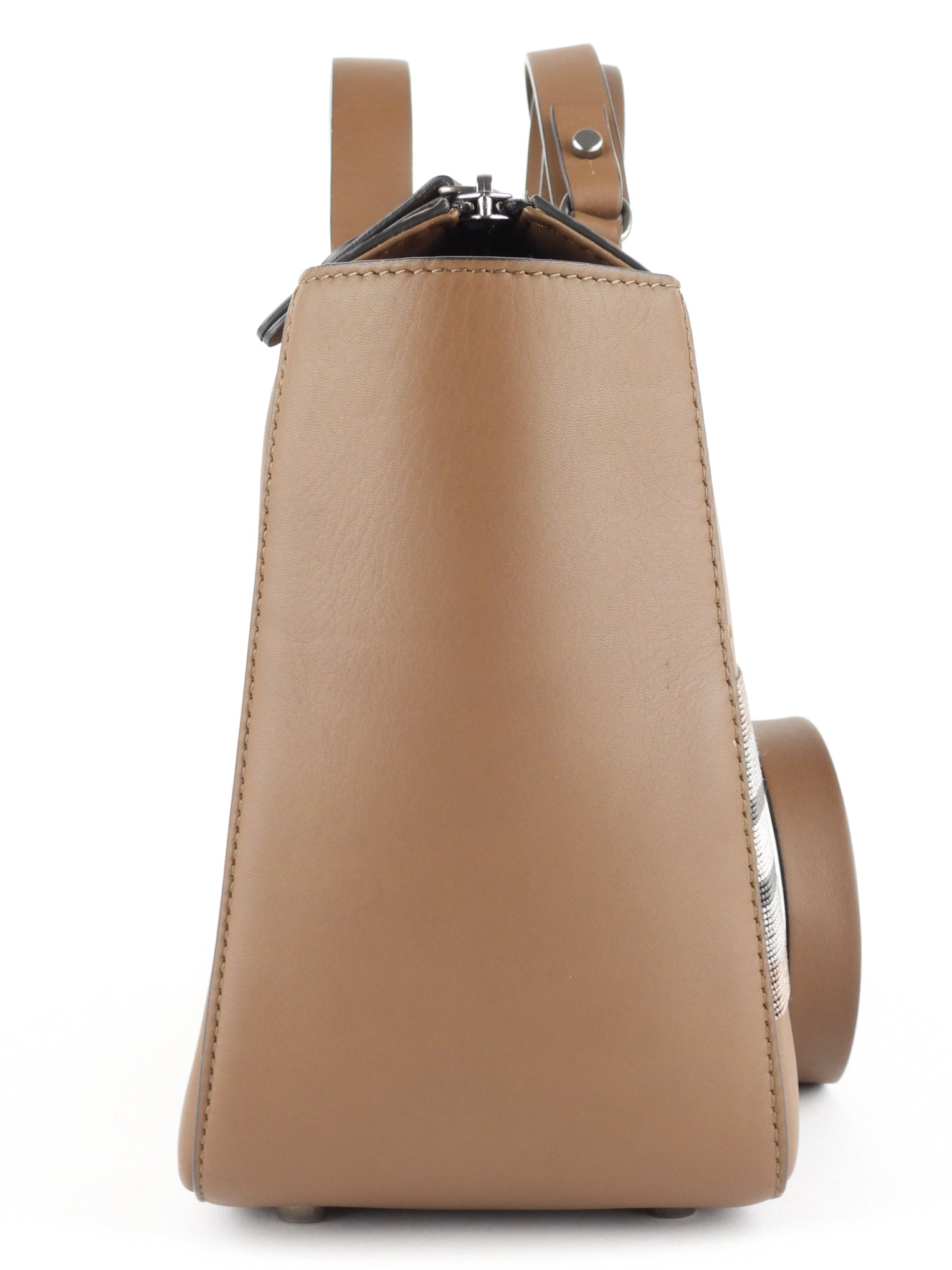 Brunello Cucinelli Brown Leather Monili Bead Two-Way Tote Bag for Women - Luxury Designer Handbag for Work, Travel & Everyday Use