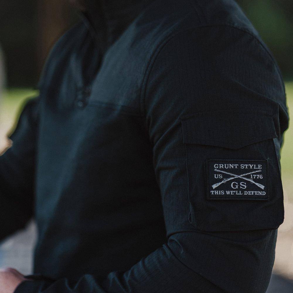 Men's Operator Shirt - Black Tactical Work Shirt for Outdoor Activities, Hiking & Military Style