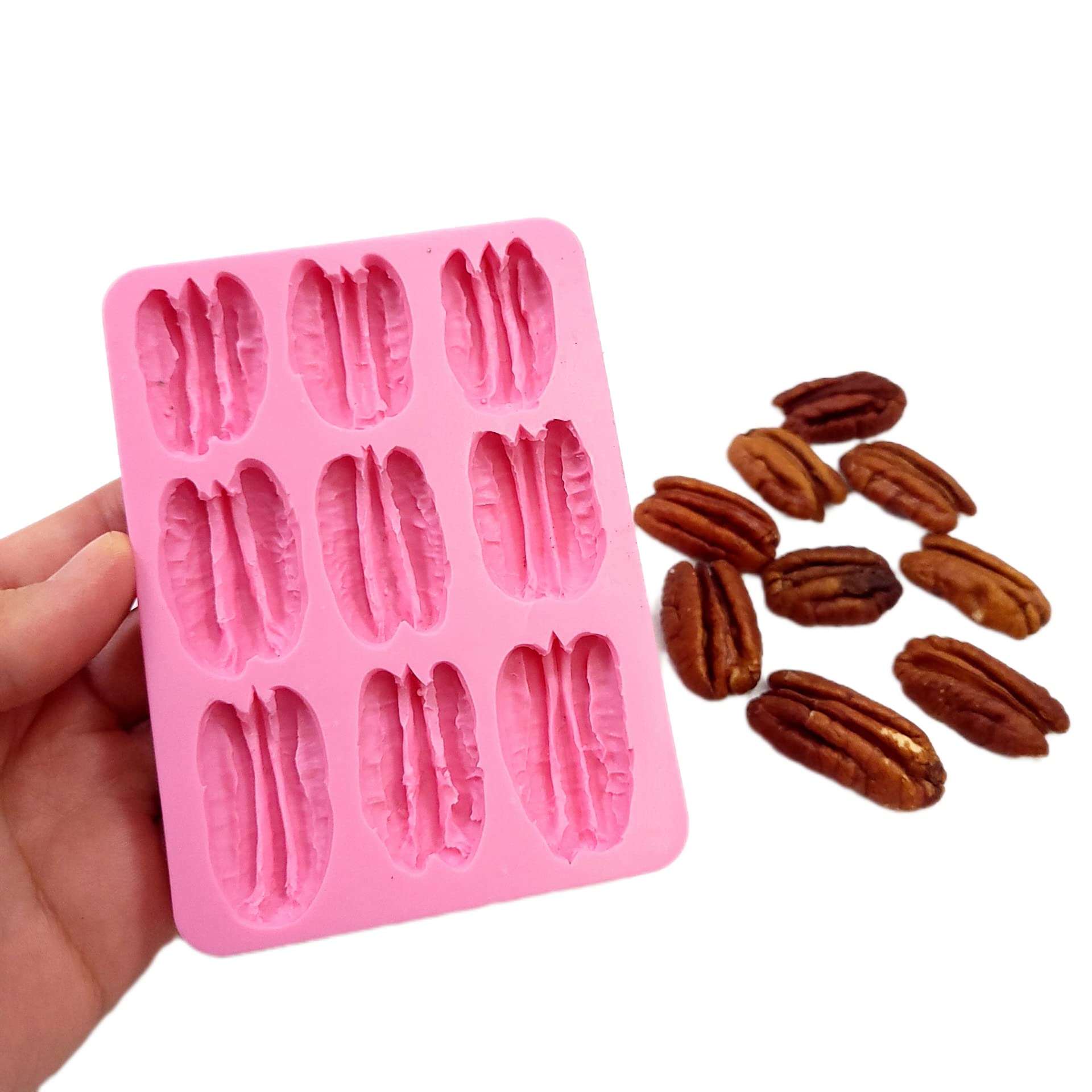Premium 9-Cavity Pecan Silicone Mold for Soap, Wax Melts & Candles - Food-Grade Baking Mold - Realistic Pecan Design for DIY Crafts & Home Decor