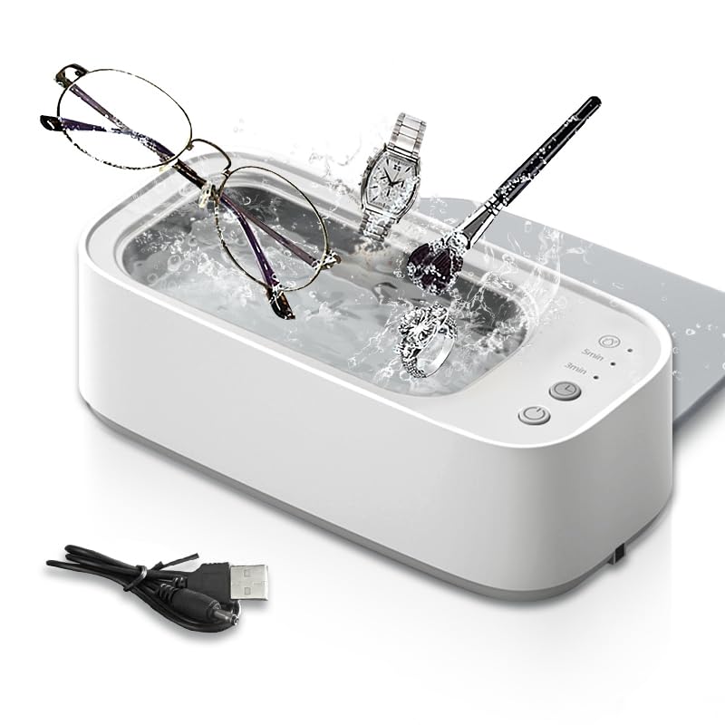 Ultrasonic Cleaner Machine - Portable & Lightweight with Touch Control, 3 Cleaning Modes for Jewelry, Watches, Glasses, Rings, Coins & Dentures | Perfect for Home, Office & Travel Use