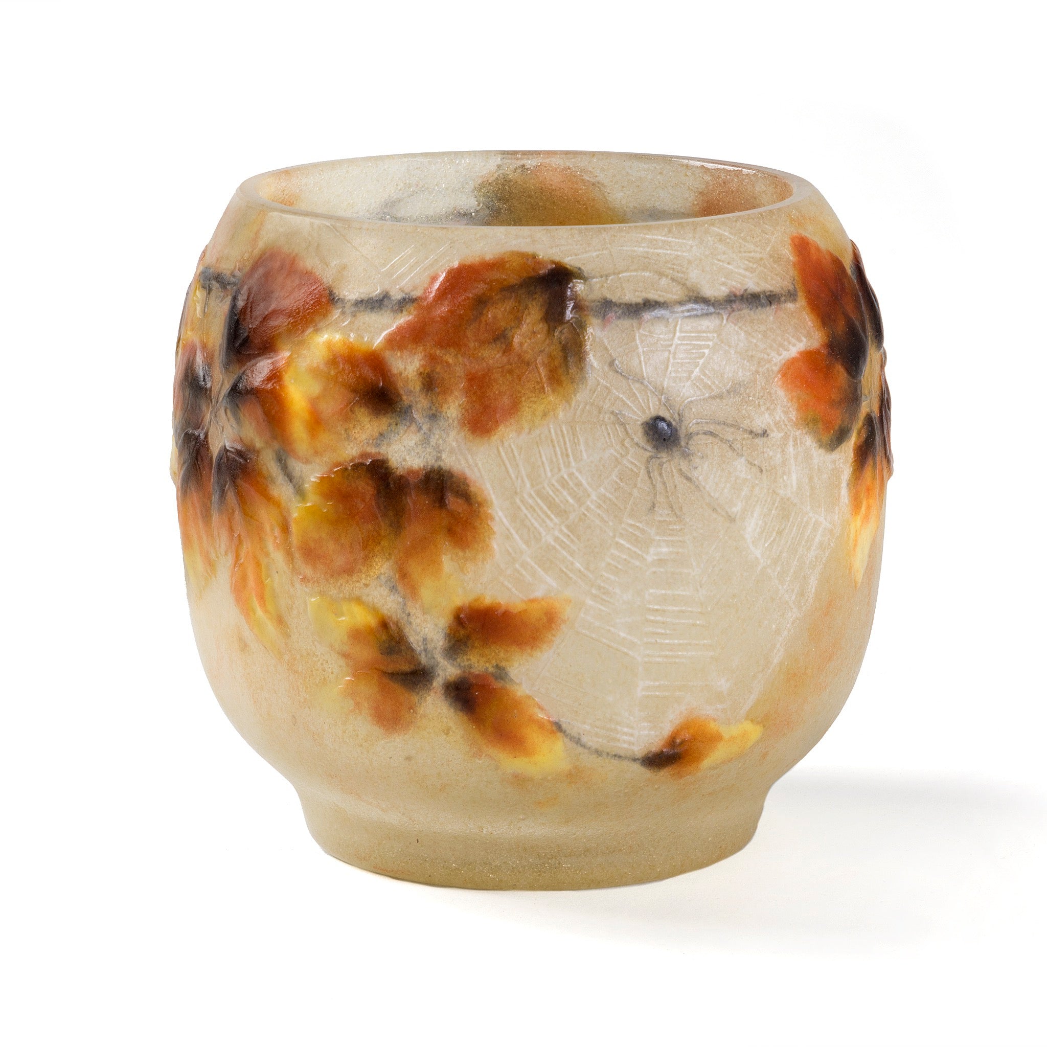 Gabriel Argy Rousseau Pâte de Verre Spider and Bramble Art Glass Vase - Elegant Home Decor for Living Room, Office, or Gift