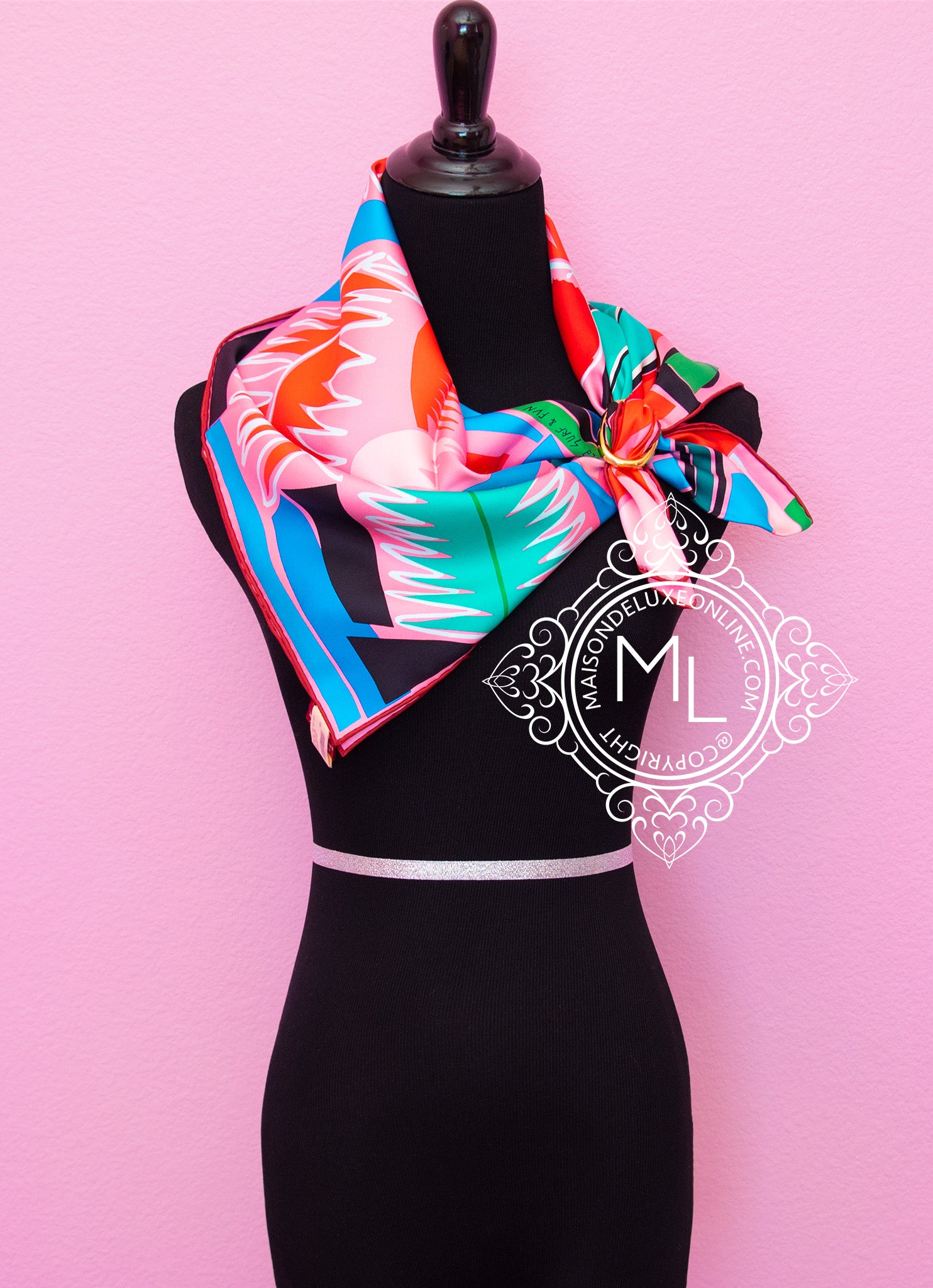 Hermes Red Blue Twill Silk Scarf 90cm - Sea Surf & Fun Design - Luxury Fashion Accessory for Women, Perfect for Gifts, Parties, and Everyday Elegance