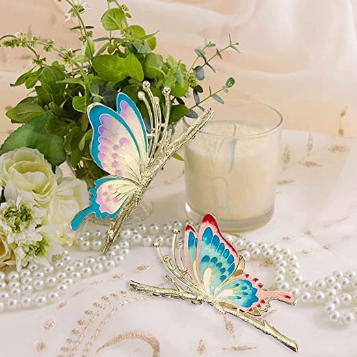 Butterfly Hair Clips for Women – Large Non-Slip Metal Hair Claw Clip in Gold & Blue – Hair Accessories for Thick & Medium Long Hair – Perfect for Parties, Weddings & Everyday Styling (Red)