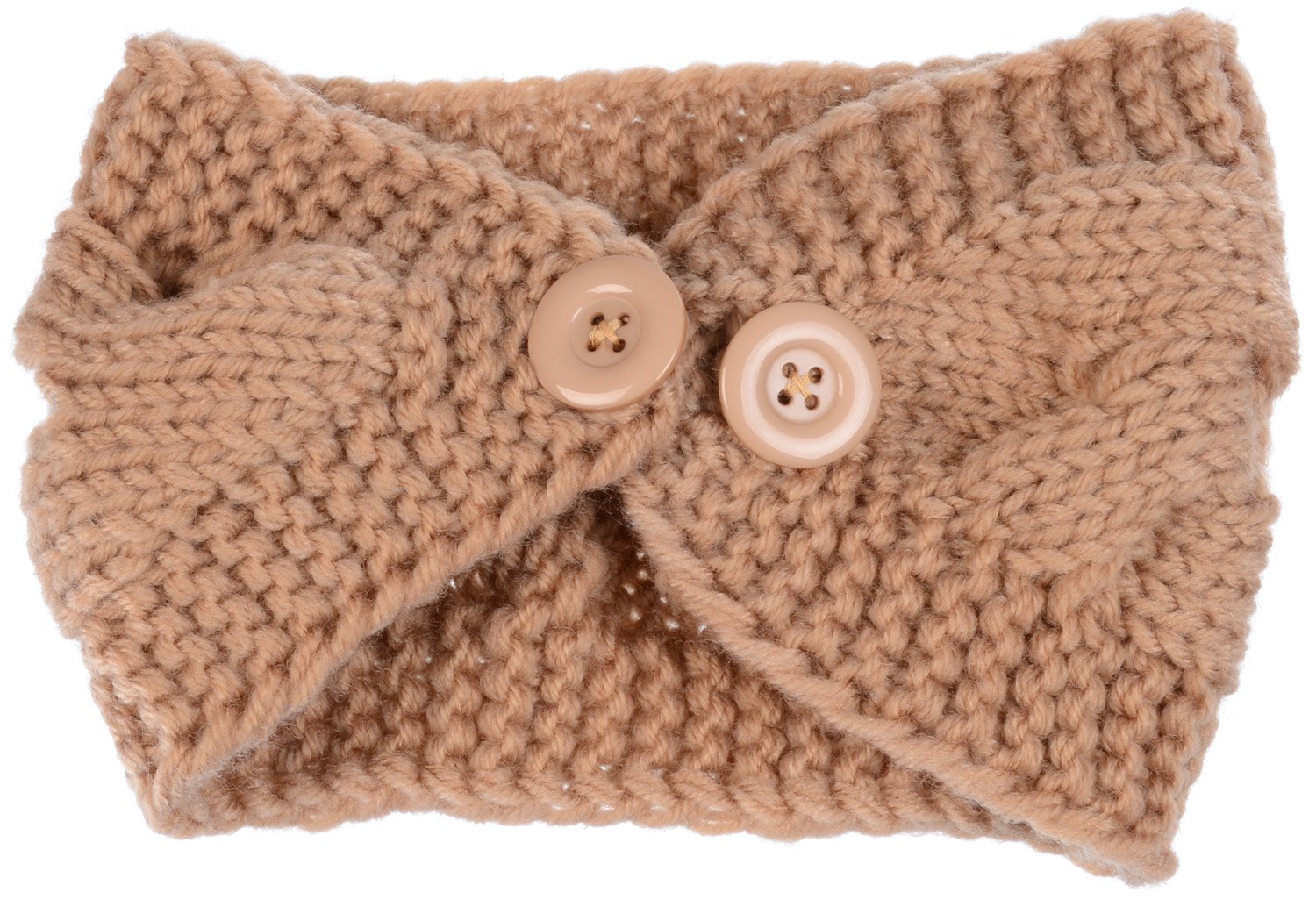 BYOS Women's Fashion Winter Cable Crochet Knit Headband with Adjustable Button - Warm Winter Accessory for Outdoor Activities, Running, Hiking & Daily Wear