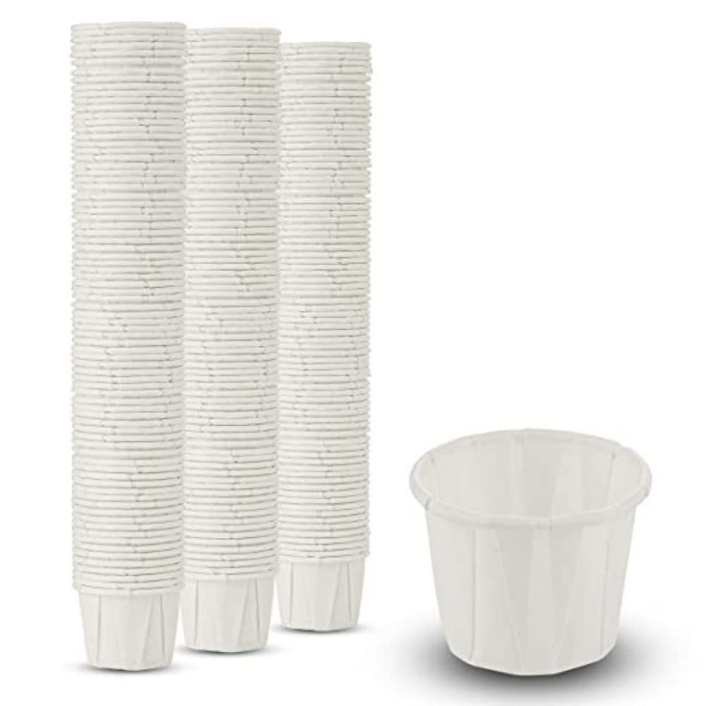MT Products 1/2 oz & 1 oz Disposable Paper Portion Cups - 450 Small & 350 Large Souffle Cups for Condiments, Sauces, Medicine - Perfect for Restaurants, Catering, and Home Use