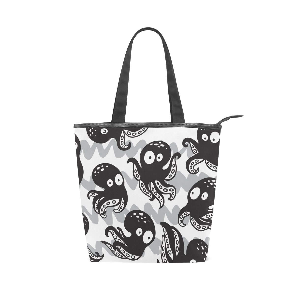 ALAZA Canvas Tote Shoulder Bag - Cute Cartoon Octopus Design Women's Handbag for Work, School & Travel