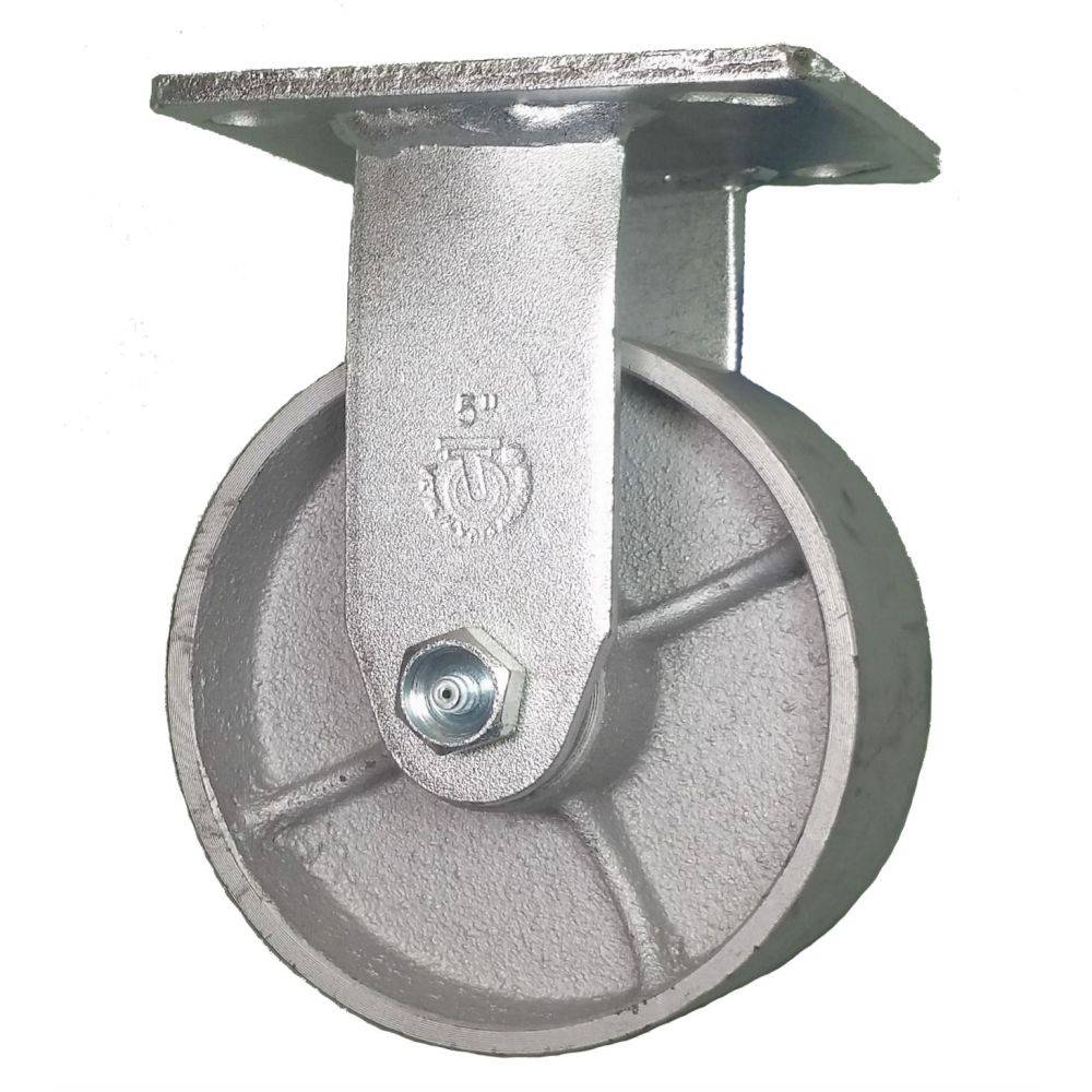 5 x 2 Inch Heavy Duty Semi Steel Wheel Rigid Caster - 1000 lbs Capacity - Ideal for Industrial Equipment, Warehouse Carts, and Workbenches