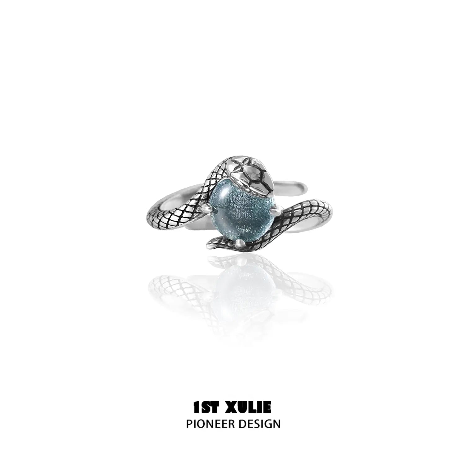 S925 Sterling Silver Snake Bite Couple Rings with Energy Crystals - Matching Promise Rings for Couples, Anniversary Gifts, and Spiritual Jewelry