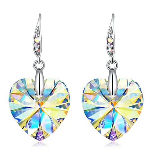 Women's Crystal Heart Drop Earrings - Elegant Dangle Fish Hook Jewelry for Christmas & Mother's Day Gifts | Perfect for Parties & Special Occasions