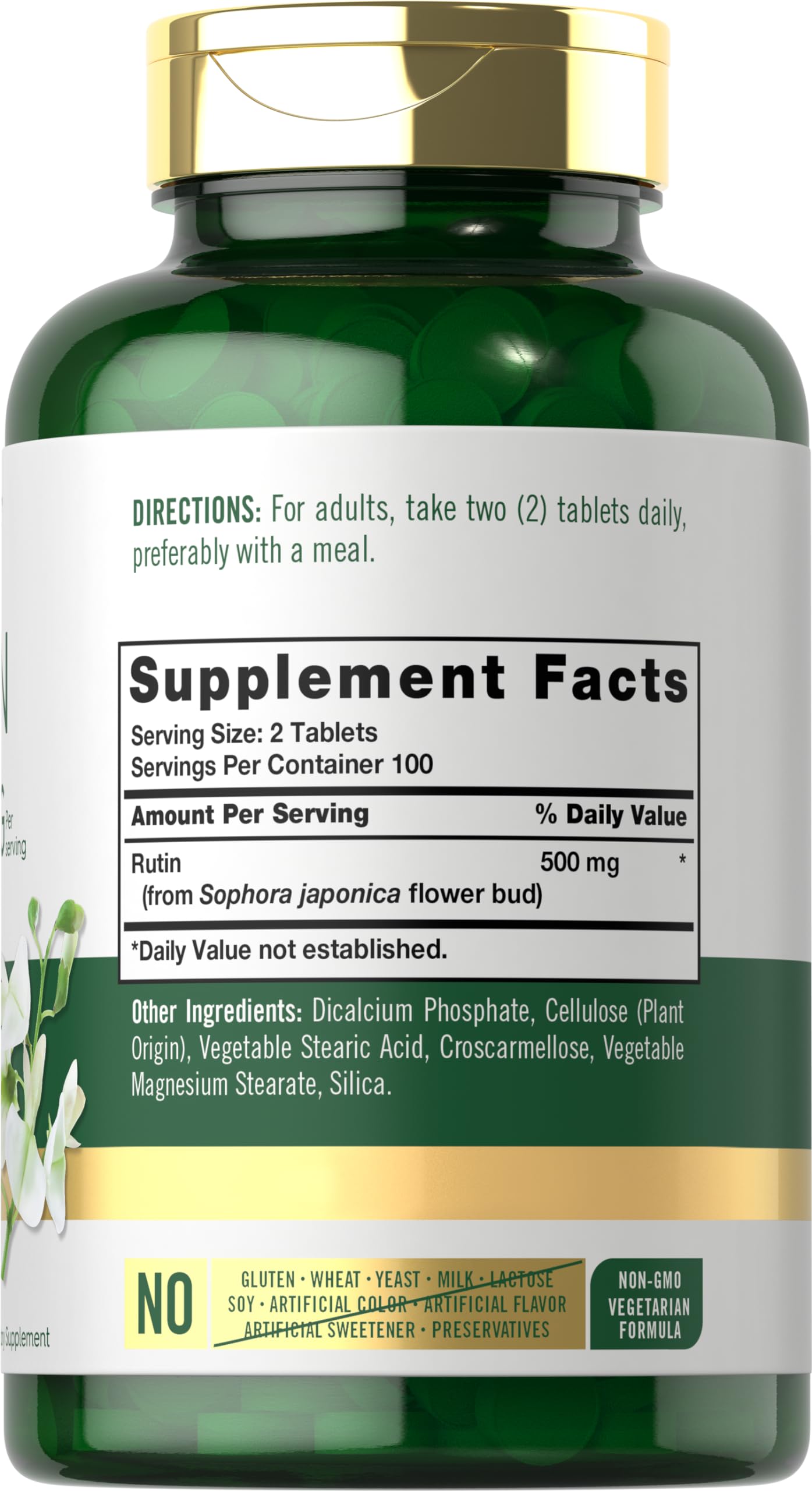 Carlyle Rutin 500mg Supplement | 200 Vegetarian Tablets | Non-GMO, Gluten Free | Supports Circulation & Vascular Health for Active Lifestyles