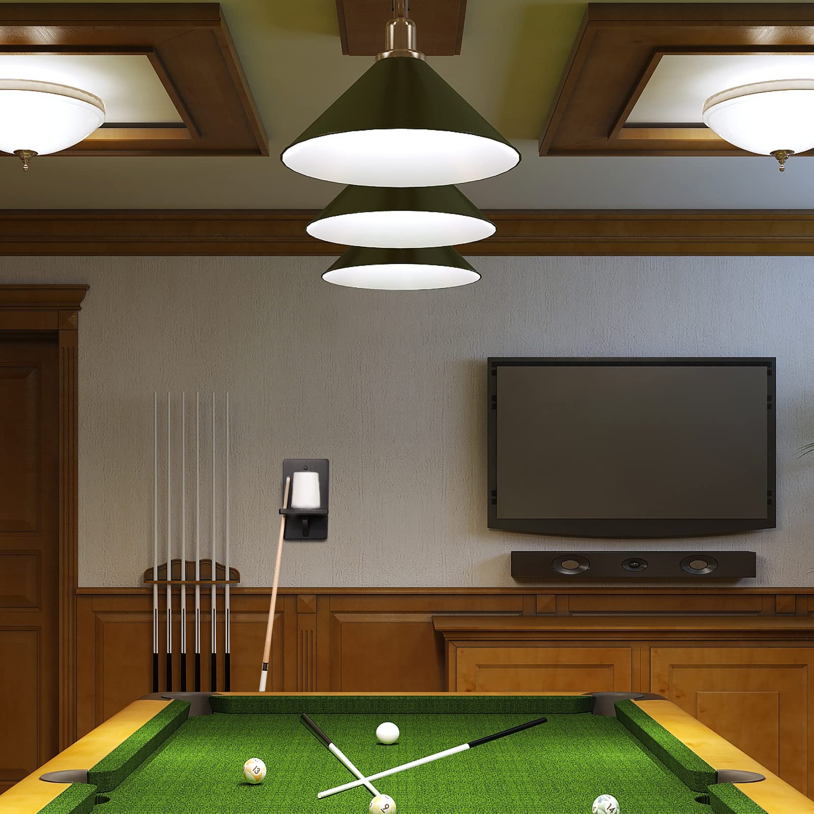 Wall Mounted Pool Chalk Holder - Black Cone Shaped Billiard Chalk Caddy for Pool Tables | Durable Pool Table Accessories for Home Game Rooms & Bars
