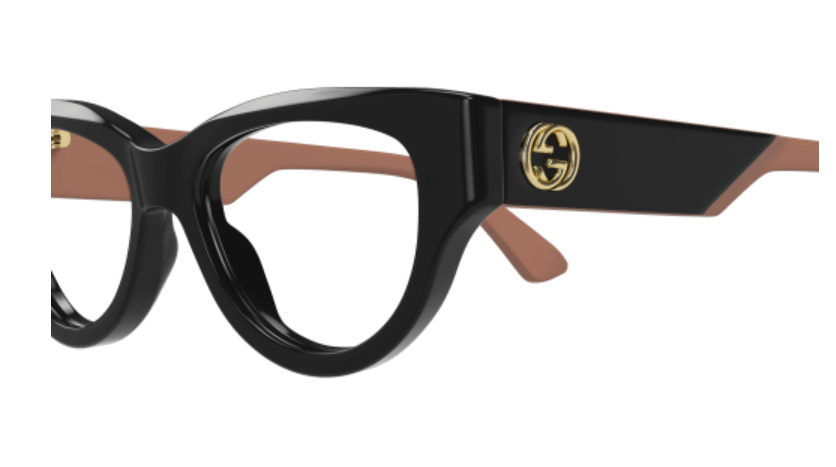 Gucci GG1665O 008 Black/Pink Cat Eye Women's Eyeglasses - Stylish Designer Optical Frames for Women, Perfect for Office, Reading & Fashion Accessories