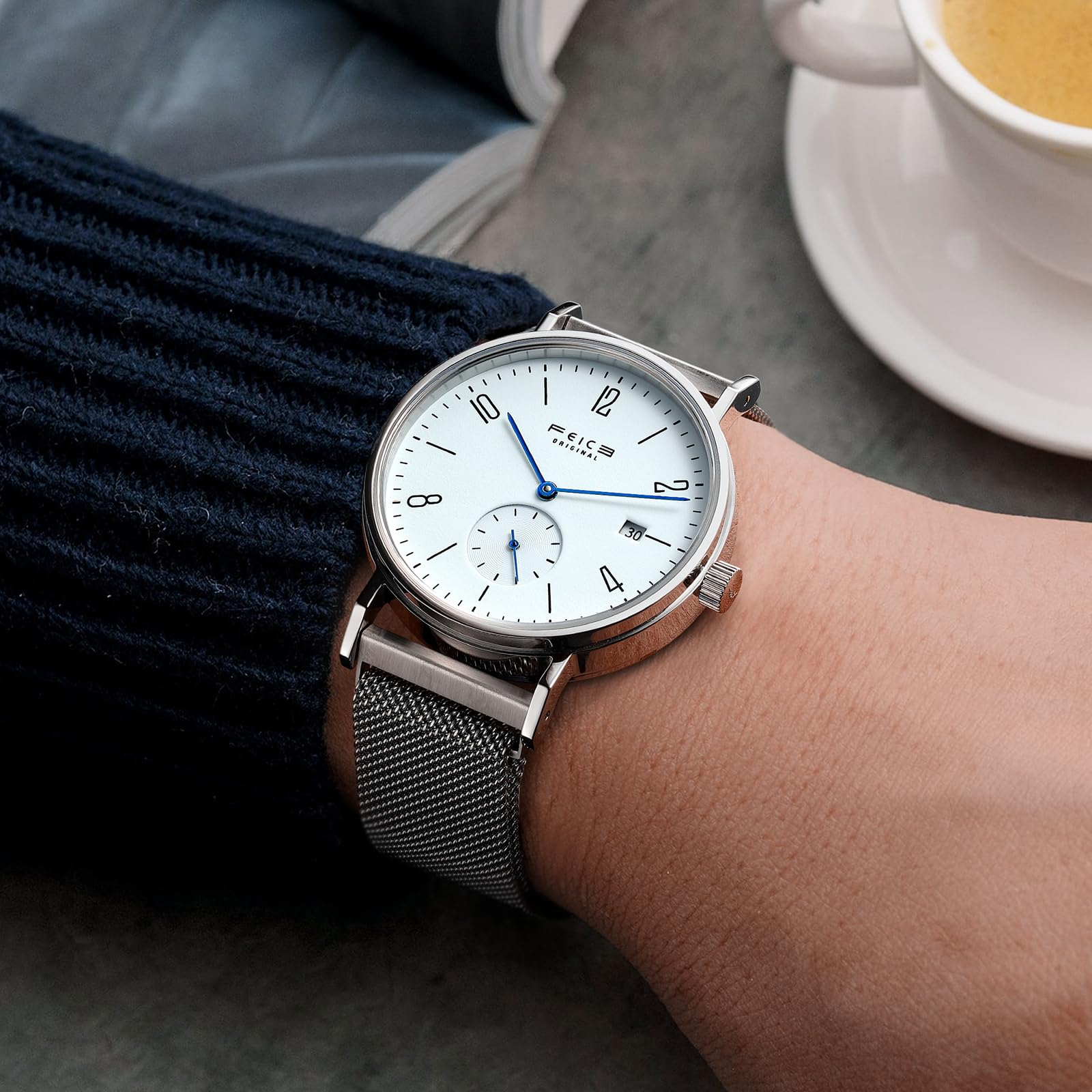 FEICE Bauhaus Automatic Watch for Men & Women - Waterproof Sapphire Crystal Analog Mechanical Watch - Unisex Minimalist Design for Business, Casual & Formal Occasions
