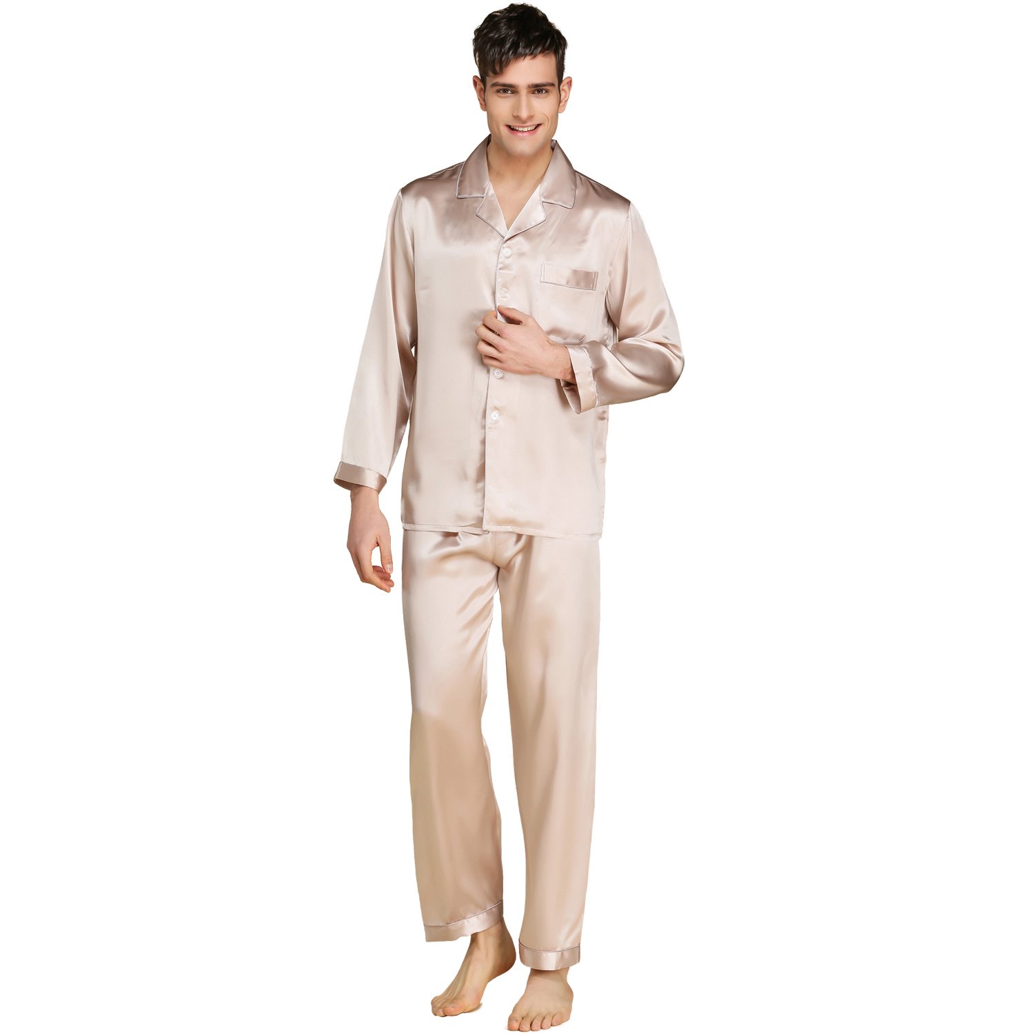 Premium 100% Silk Pajama Set for Men - Luxury Sleepwear Gift - Soft & Breathable Silk Pajamas for Comfortable Sleep, Lounging & Special Occasions