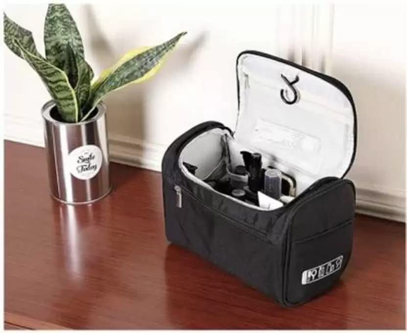 AG Enterprises Women's Large Multi-Functional Cosmetic Bag - Waterproof Makeup Pouch for Travel, Gym & Daily Use (Black) | Perfect Organizer for Toiletries, Brushes & Beauty Essentials