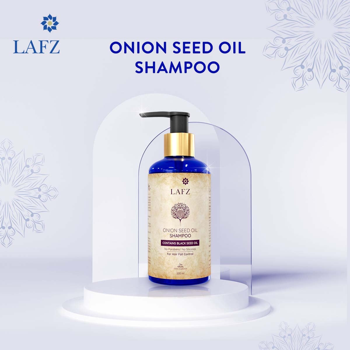 Lafz Onion & Black Seed Hair Shampoo - 200ml for Hair Growth & Scalp Care - Perfect for Dry, Damaged Hair & Dandruff Treatment