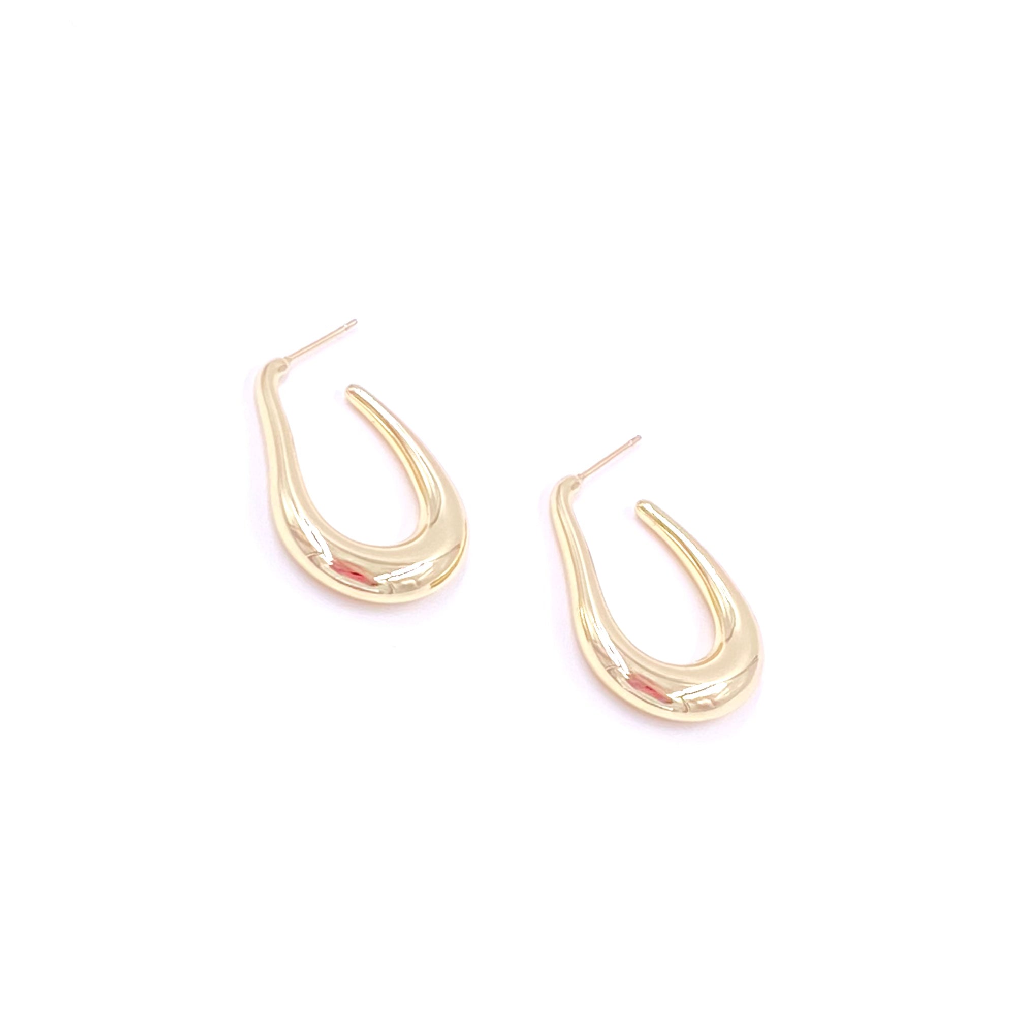 Ashley Gold Stainless Steel Hoop Earrings for Women - Oval Design Gold Plated Funky Dangle Earrings - Perfect for Parties, Dating & Everyday Wear