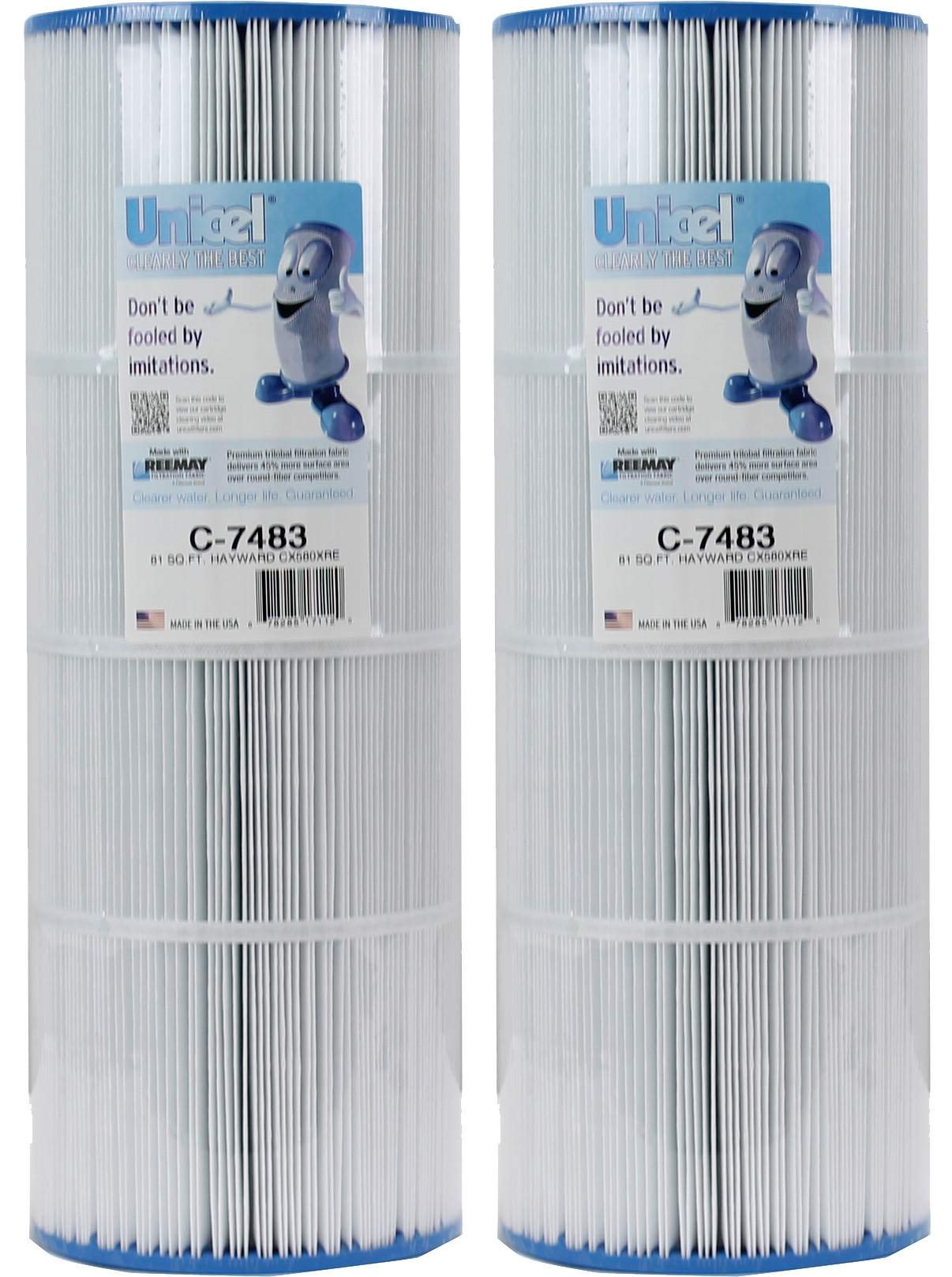 Unicel C-7483 81 Sq Ft Pool Filter Cartridge Replacement - 176 Pleats, Compatible with Hayward Pool Filters (2 Pack) - Perfect for Inground & Above Ground Swimming Pools, Spas, and Hot Tubs