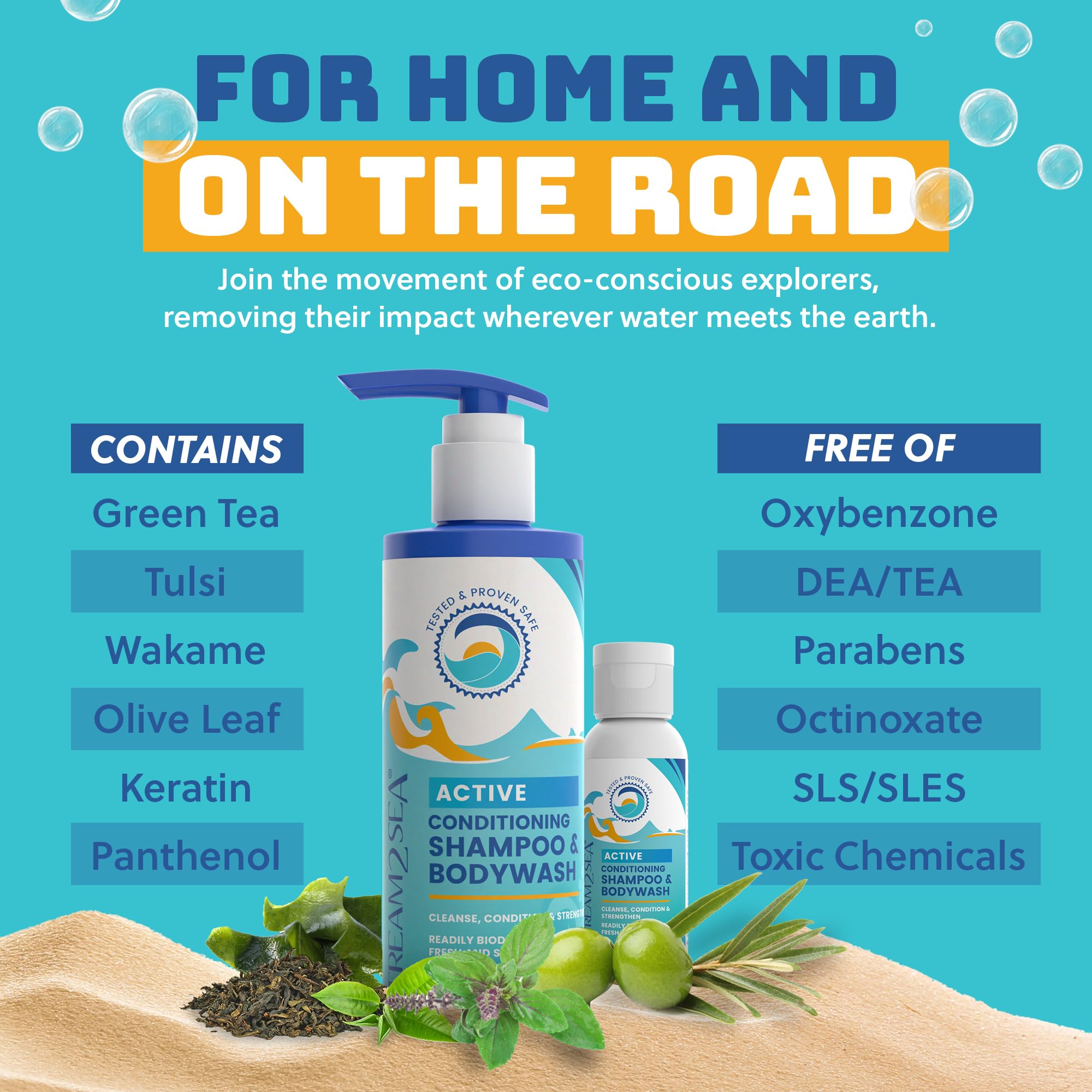 STREAM 2 SEA Ultimate Hair Care Combo - Natural UV Absorbent Conditioner & Shampoo | 3-in-1 Paraben-Free, Sulfate-Free Formula | 6oz Leave-in Conditioner + 8oz Conditioning Shampoo & Body Wash | Perfect for Beach, Pool & Outdoor Activities