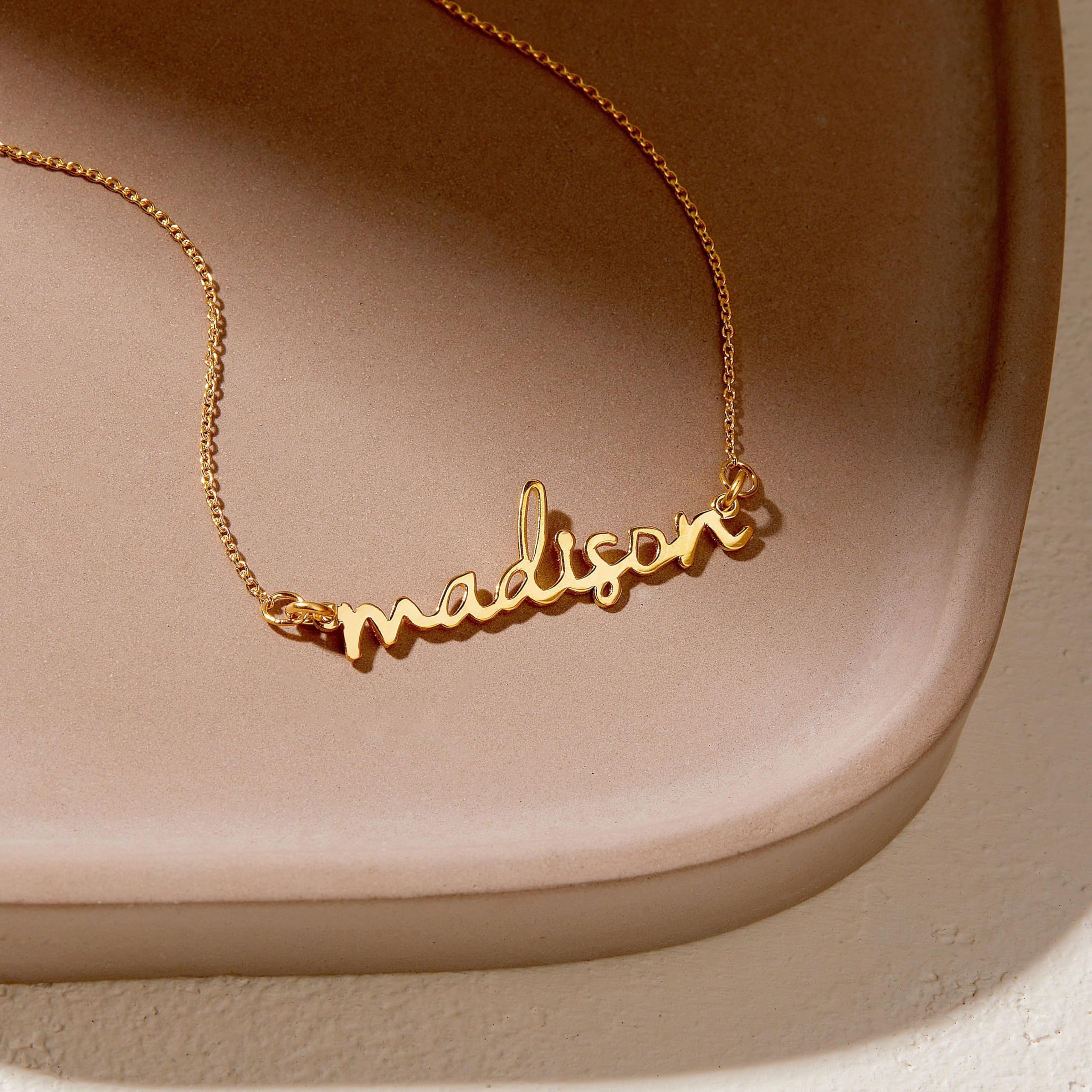 Brook & York Custom Nameplate Necklace - Personalized Name Necklace with 16