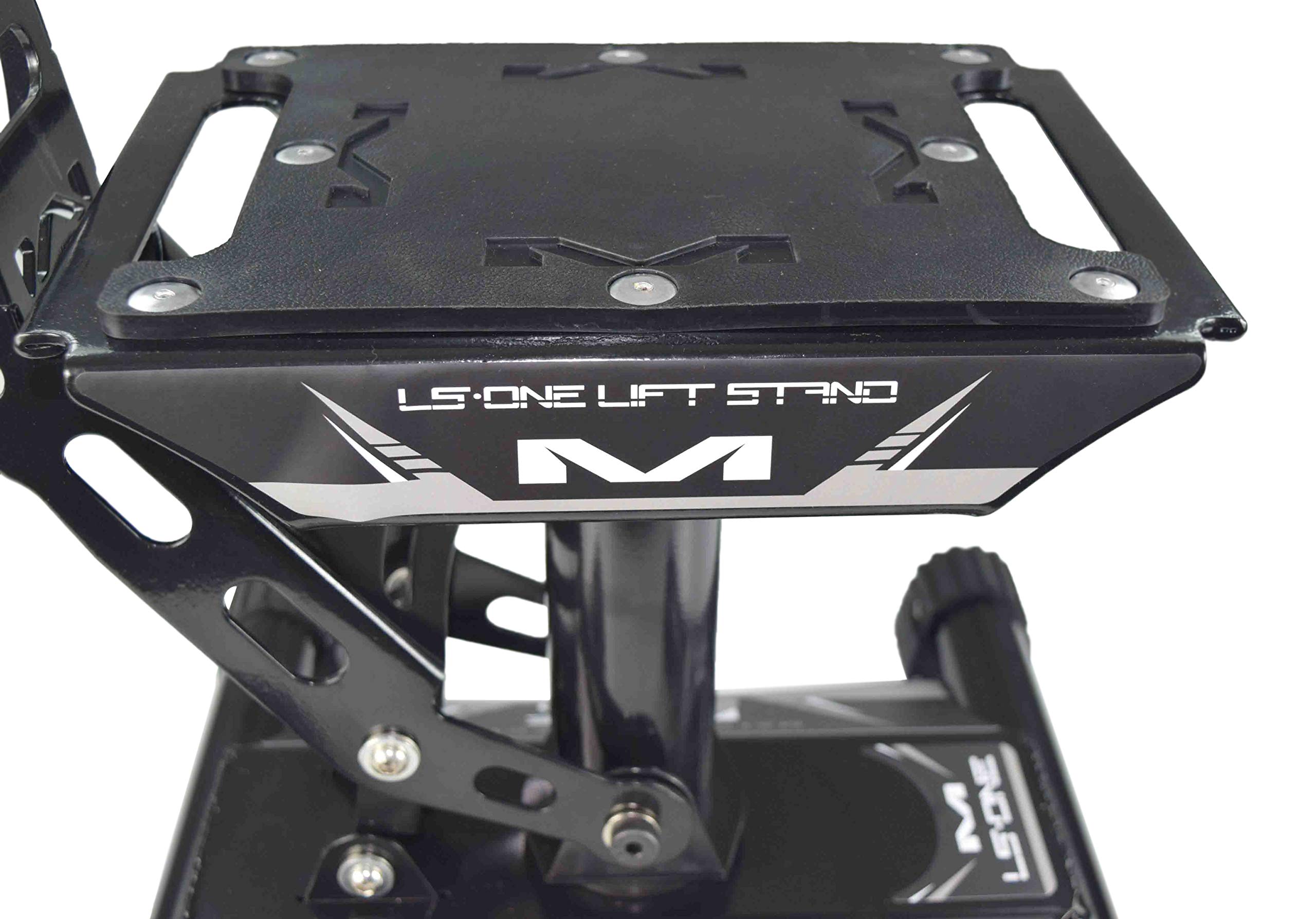 Matrix Concepts LS1 Lift Stand - Heavy Duty Carbon Steel Construction, 500 lbs Weight Capacity - Ideal for Dirt Bikes & Mini Riders - Includes Free Sticker Pack (Black) - Perfect for Garage Maintenance, Bike Storage & Off-Road Adventures