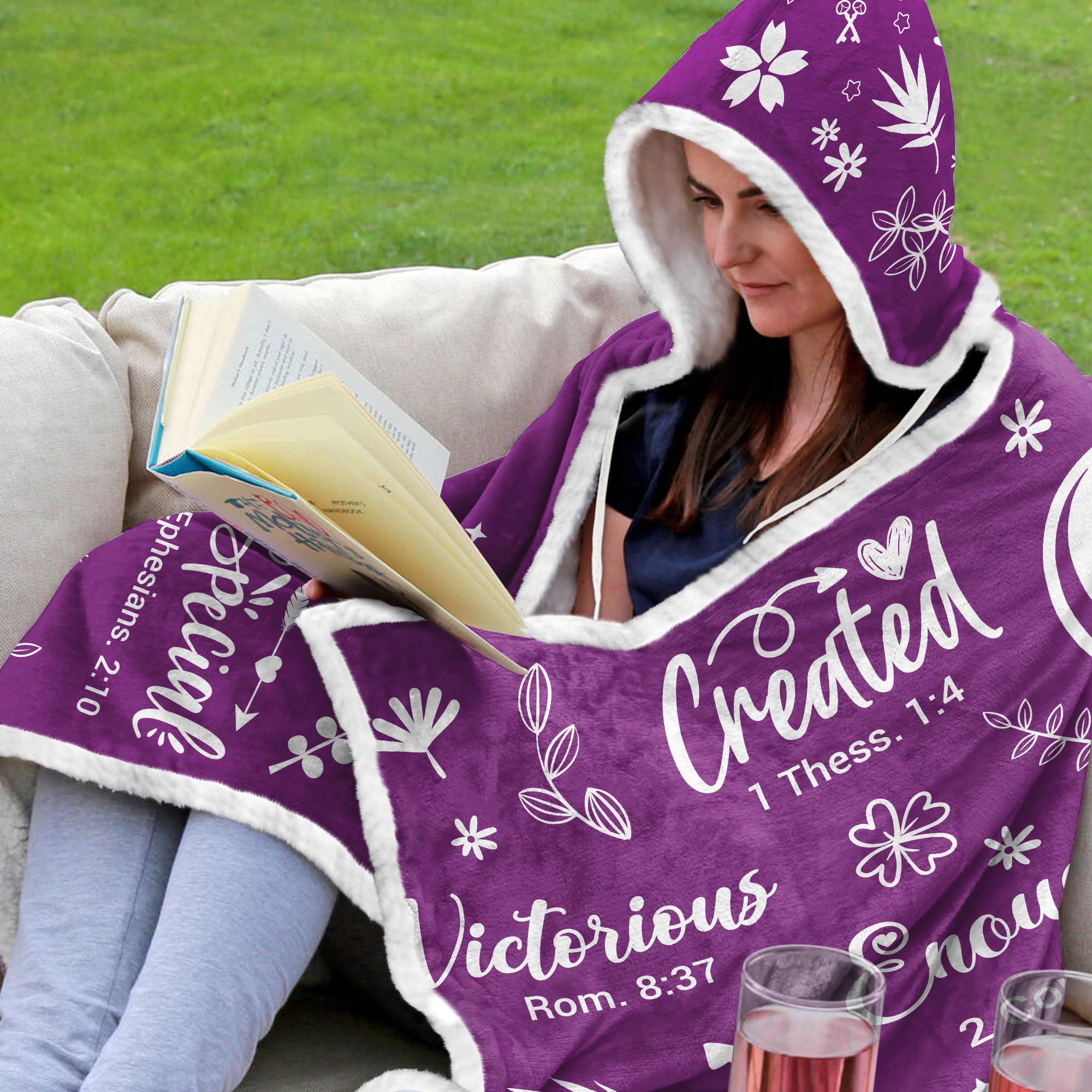 Bible Verse Fleece Wearable Blanket Hoodie - Inspirational Christian Gifts for Women, Mom, Sister, Wife - Cozy Prayer & Bible Study Wear - Perfect for Birthday, Christmas & Winter Devotion