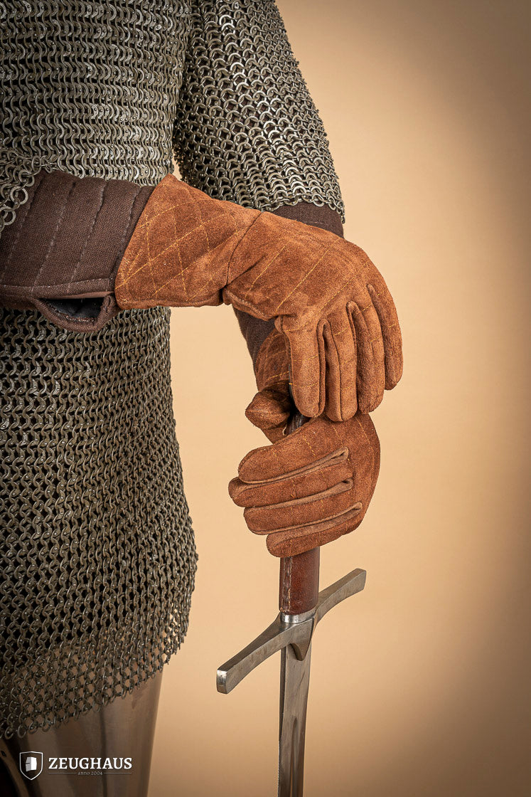 Premium Brown Suede Gauntlet Gloves - Soft & Durable for Motorcycle Riding, Winter Fashion & Outdoor Activities