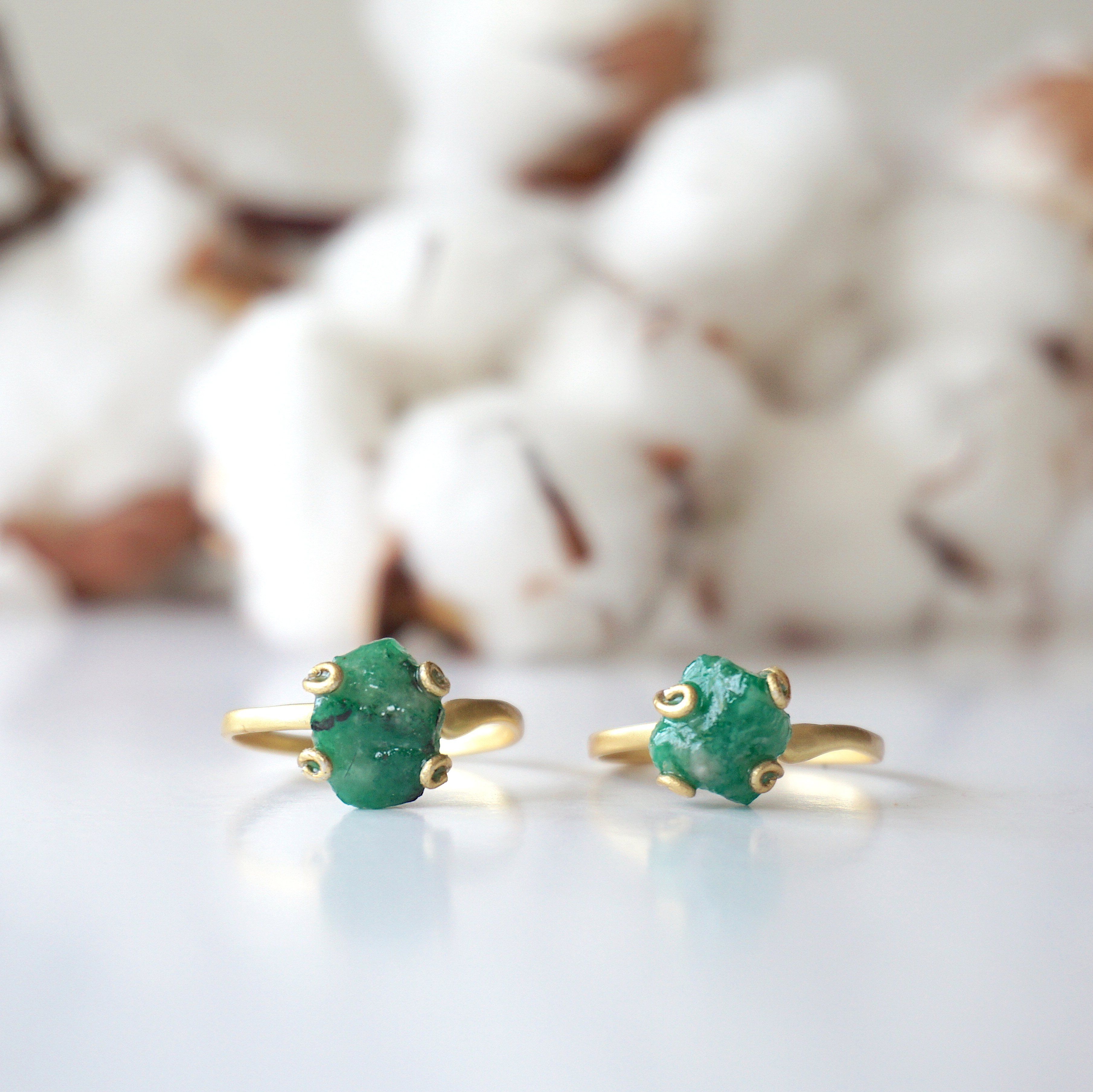 14K Gold Filled Adjustable Emerald Ring for Women - Elegant Stackable Jewelry Gift for Birthday, Anniversary & Valentine's Day