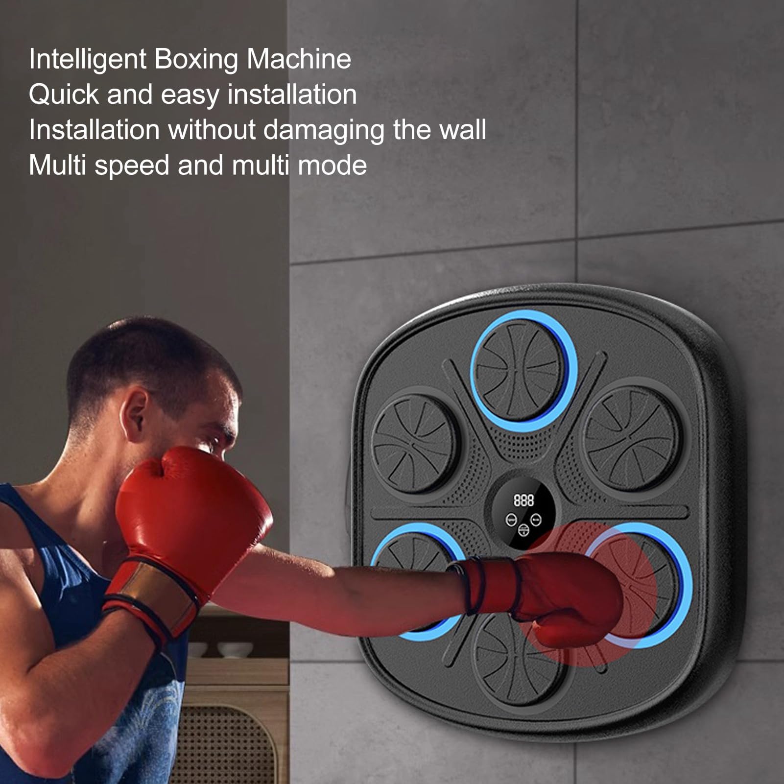Smart Bluetooth Music Boxing Trainer with Boxing Gloves - Wall Mounted Electronic Punching Target for Home, Gym & Indoor Workouts | Perfect for Fitness Training, Stress Relief & Cardio Exercise