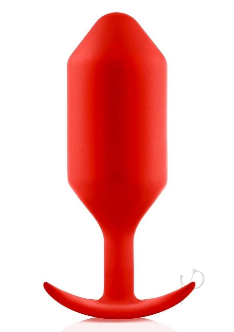 B Vibe Snug Plug 6 - Weighted Silicone Anal Plug for Men & Women (Red) - Comfortable Wear for Extended Play & Prostate Stimulation