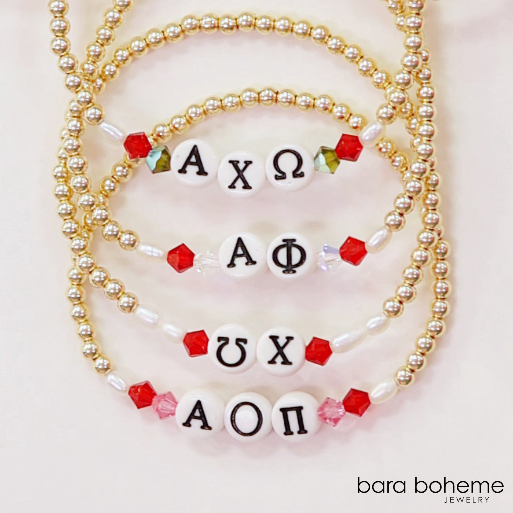 Bara Boheme Sorority Bracelet - Stylish Greek Letter Beaded Friendship Jewelry for College Sisters - Perfect for Rush Week, Bid Day & Sisterhood Events